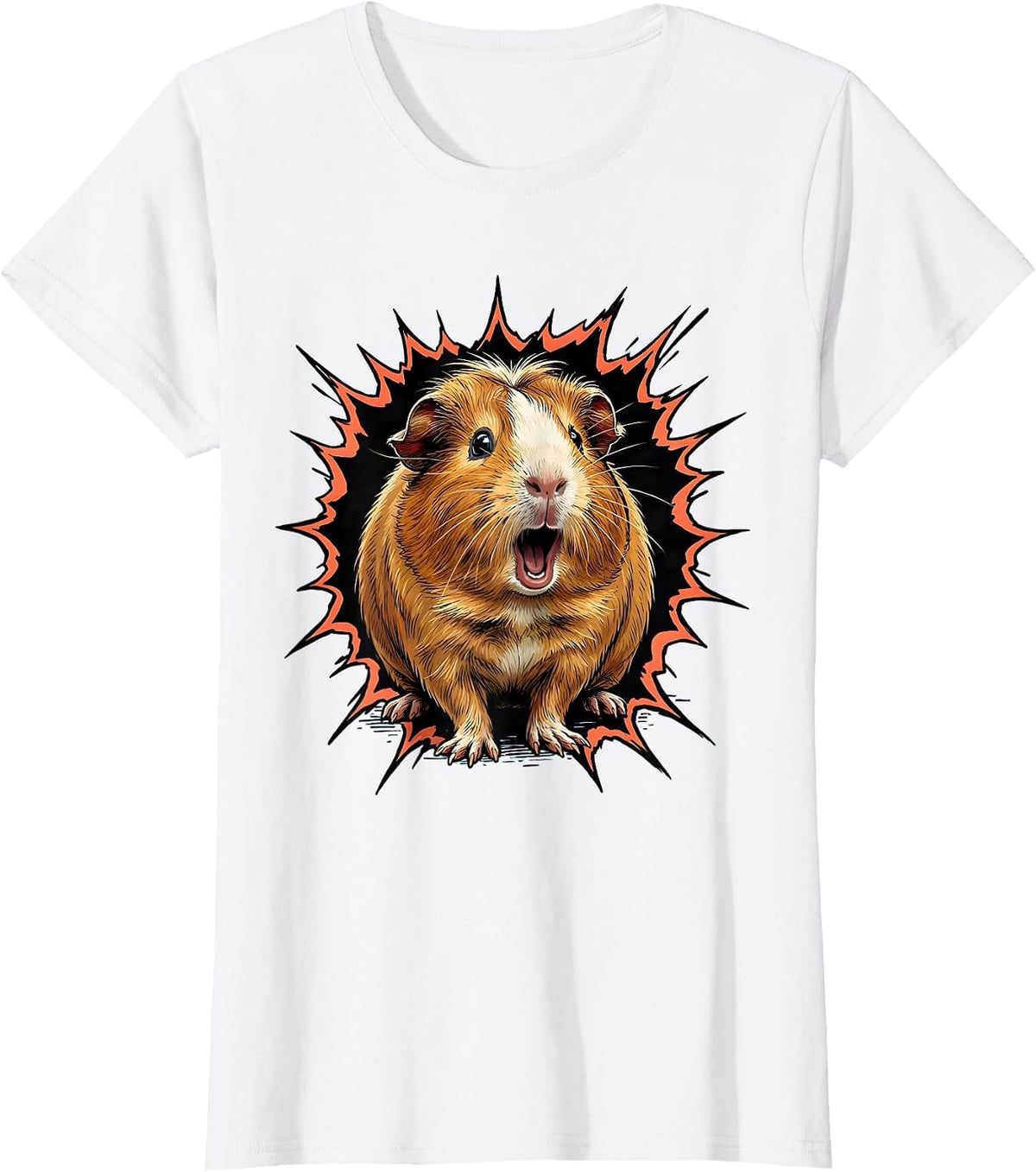 Women's Rounded Tailless Guinea Pig Funny Pet Lover Humor T-Shirt - White