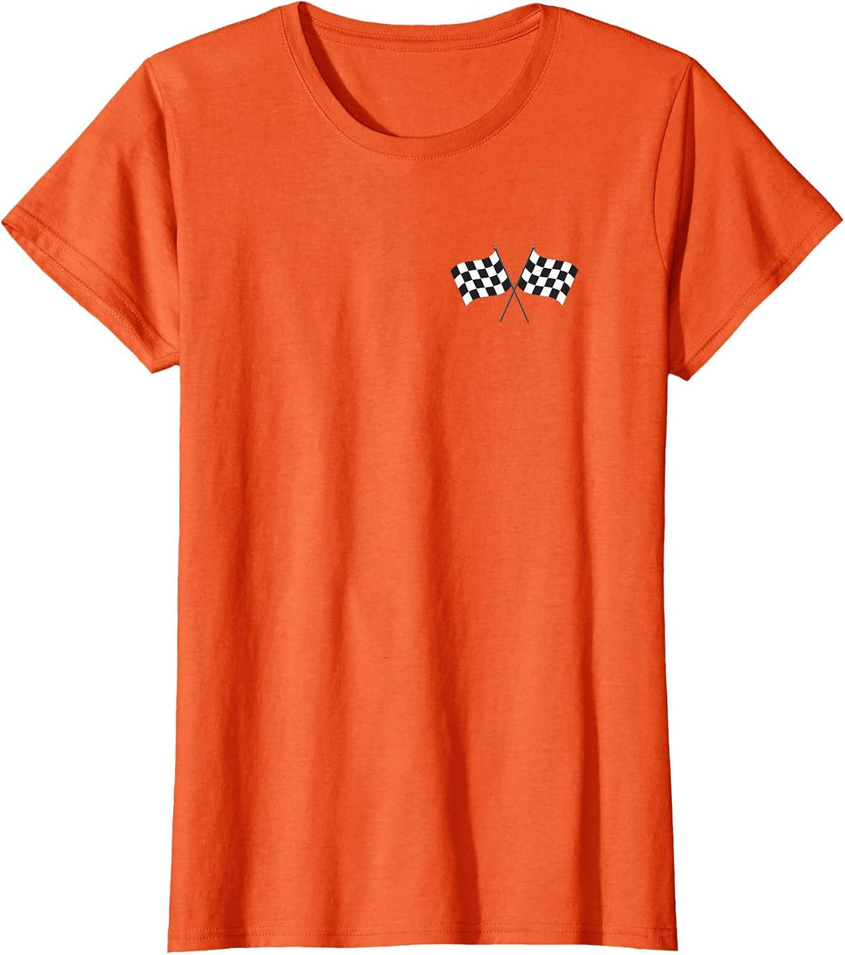 Car Racing Checkered Flag Race Flag Black and White Checker T-Shirt - Orange