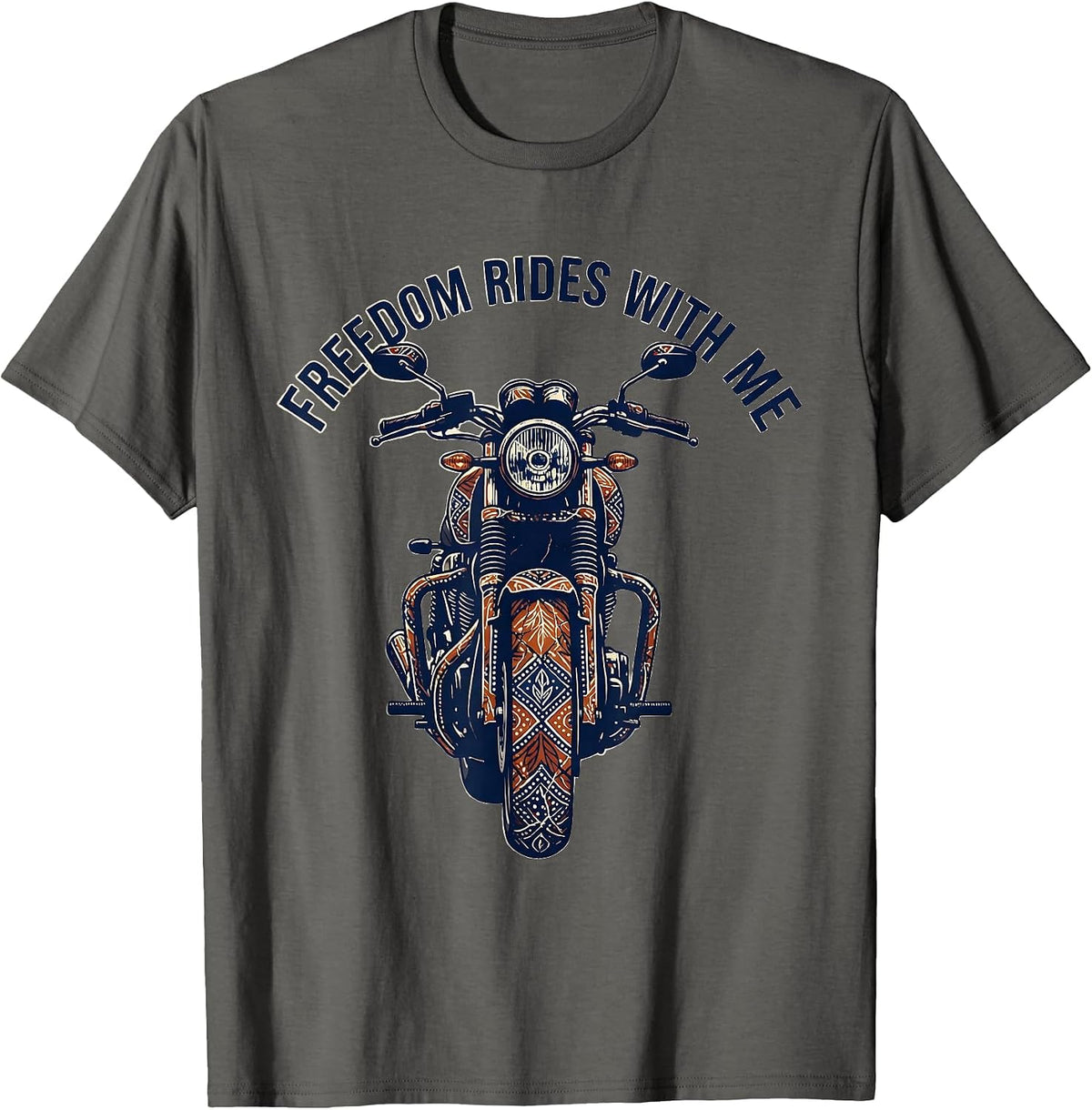 Freedom Rides With Me Bold Graphic Design T-Shirt - Asphalt Grey