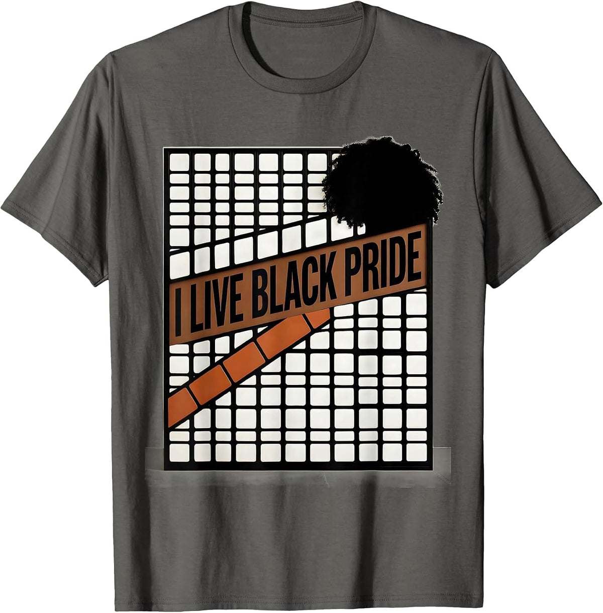 I Live Black Pride New Wave Typography Identity Statement T-Shirt - Asphalt Grey