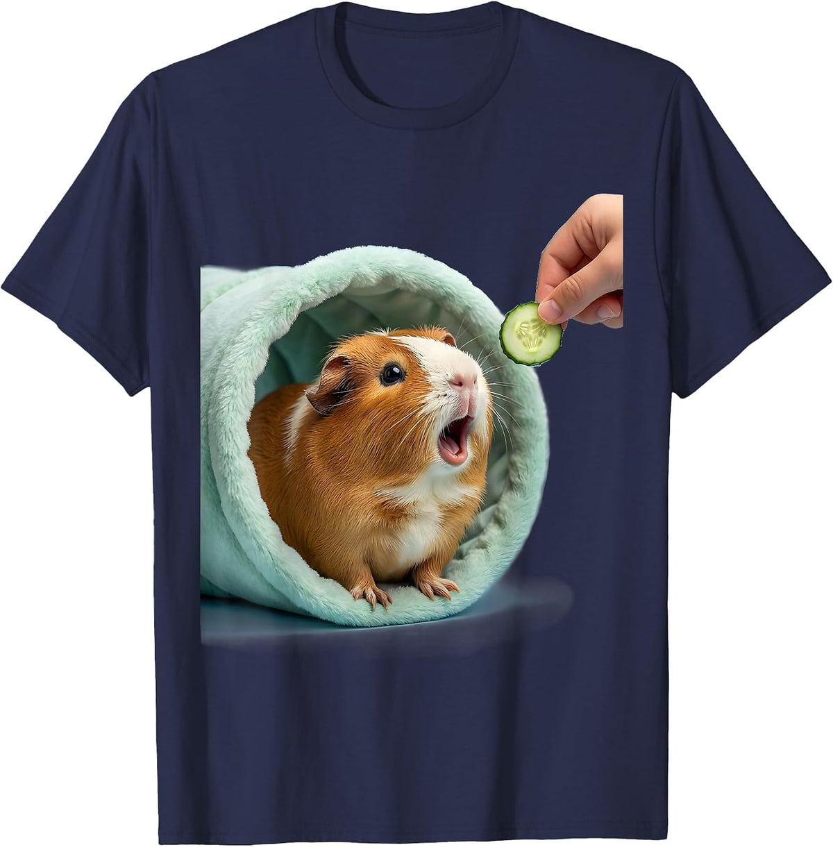 Men's Cute Kawaii Tailless Guinea Pig Pet Lover Humor T-Shirt - Navy Blue