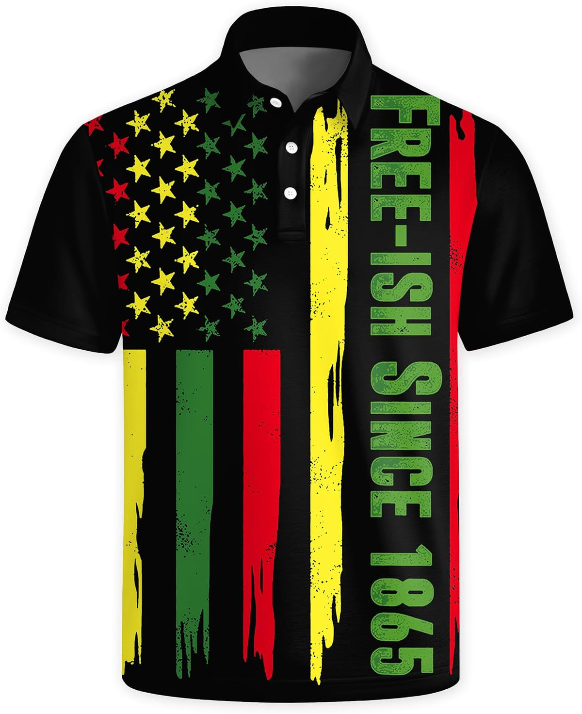 Mens Juneteenth Golf Shirt Holiday Party Short Sleeve Black Freedom Polo Tops - Juneteenth Flag