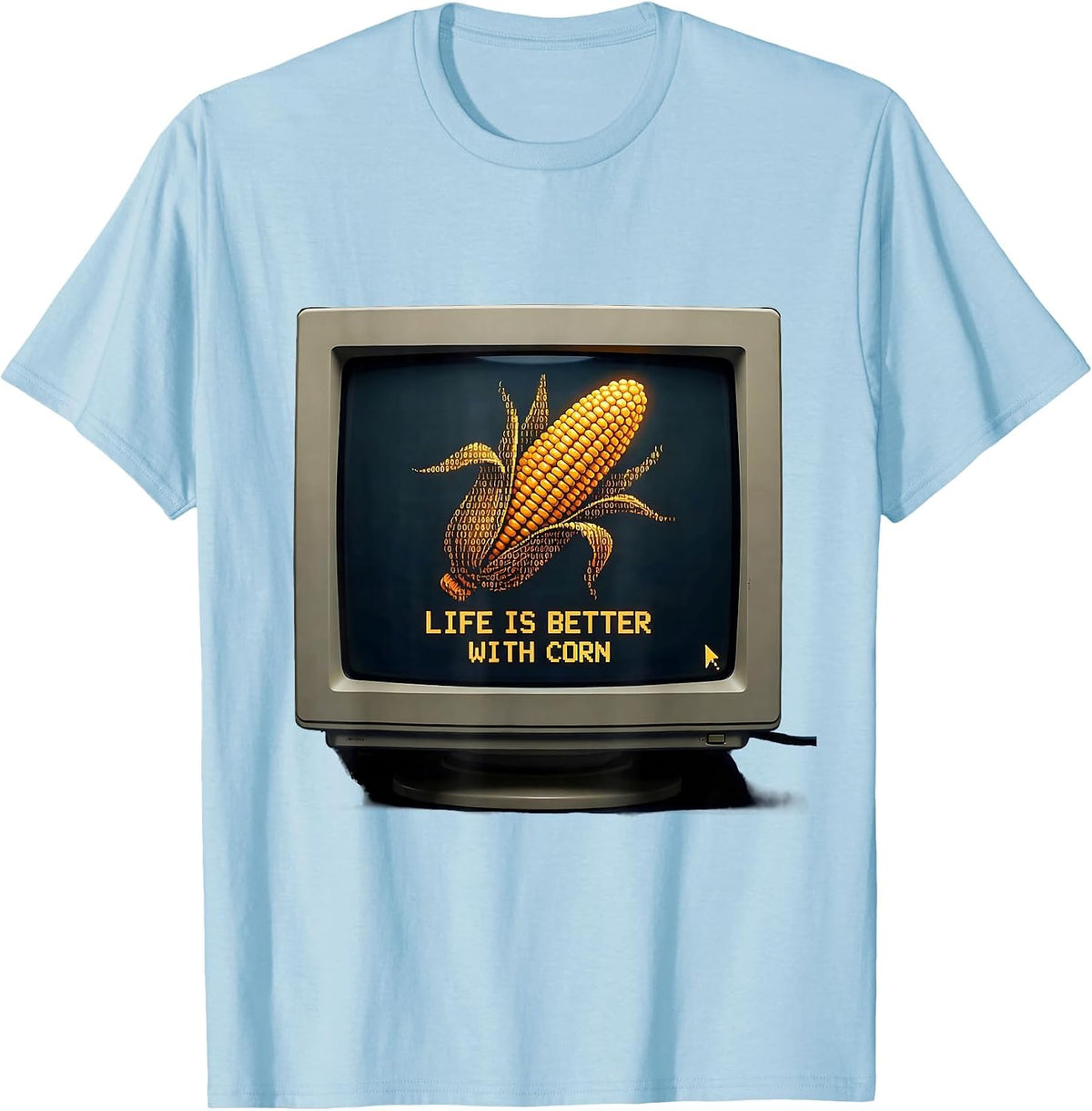 Men's Life Is Better With Corn Funny Veggie Design T-Shirt - Baby Blue