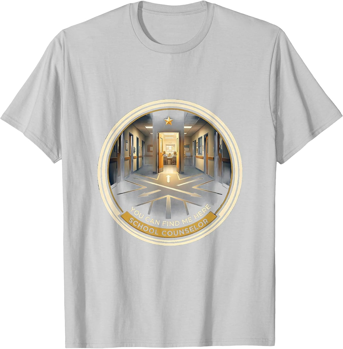 Men's You Can Find Me Here — School Counselor Appreciation T-Shirt - Silver Grey
