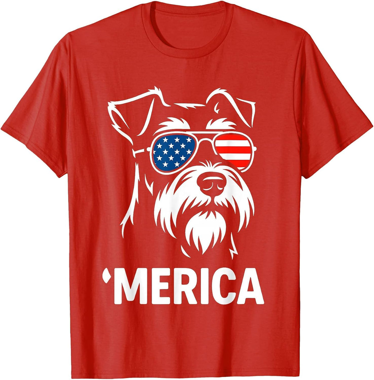 Miniature Schnauzer Merica 4th of July T-Shirt - Red