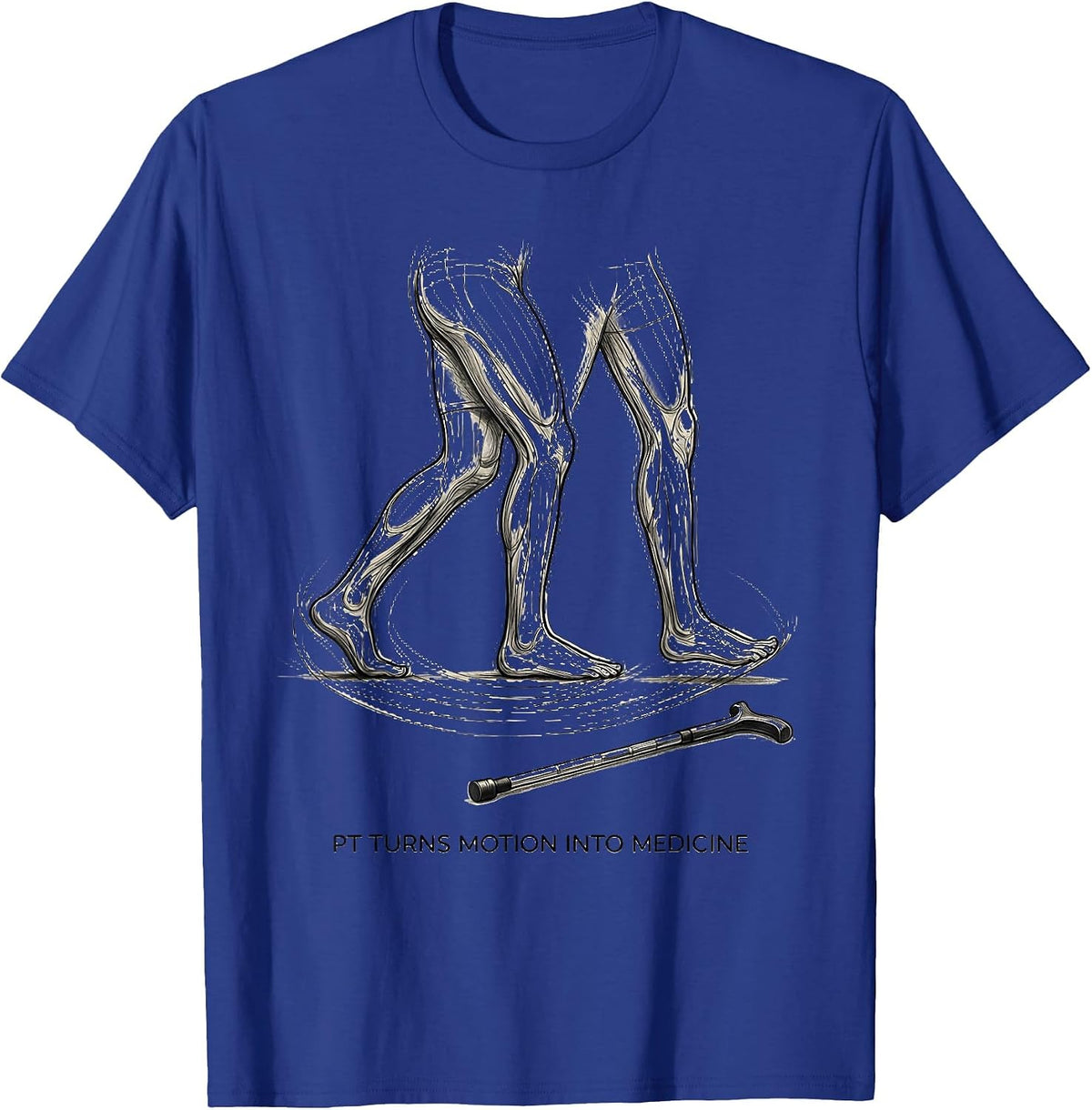 Men's PT Turns Motion Into Medicine Physical Therapy PT Humor T-Shirt - Royal Blue