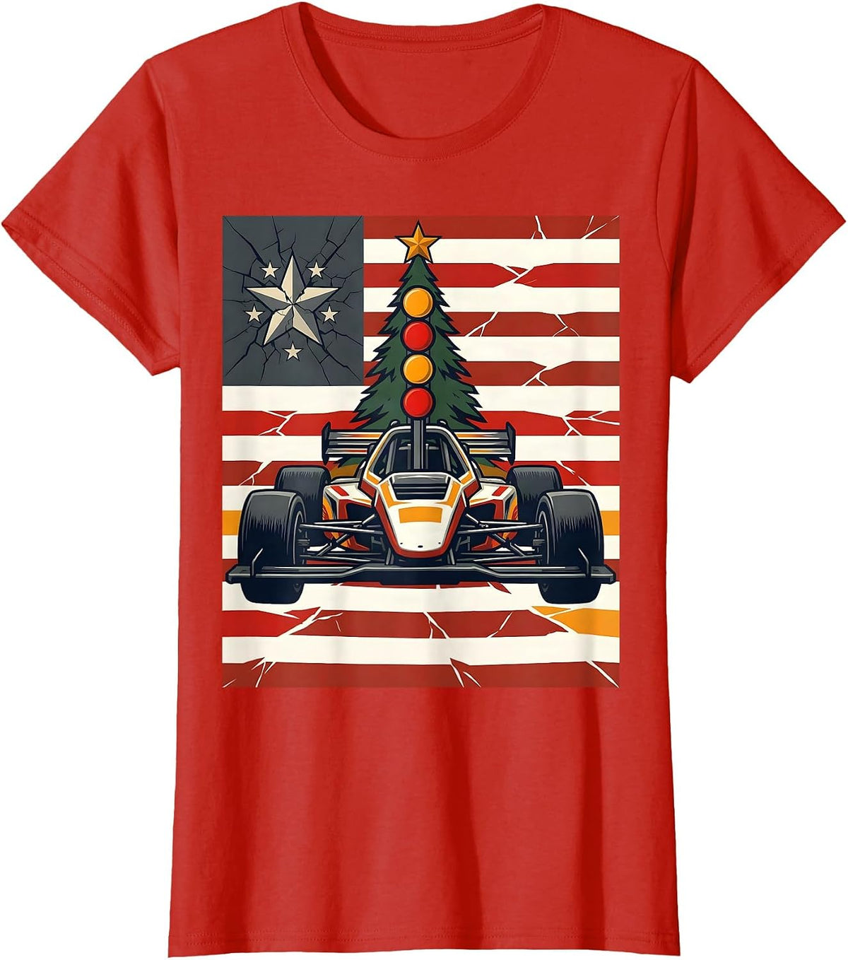 RC Touring Car Starting Tree Patriotic Racing Hobbyist T-Shirt - Red