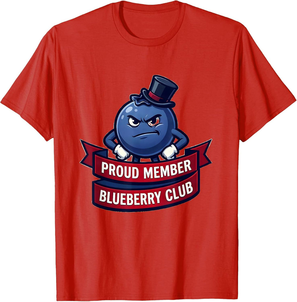 Men's Proud Member Blueberry Club Red White and Blue Design T-Shirt - Red