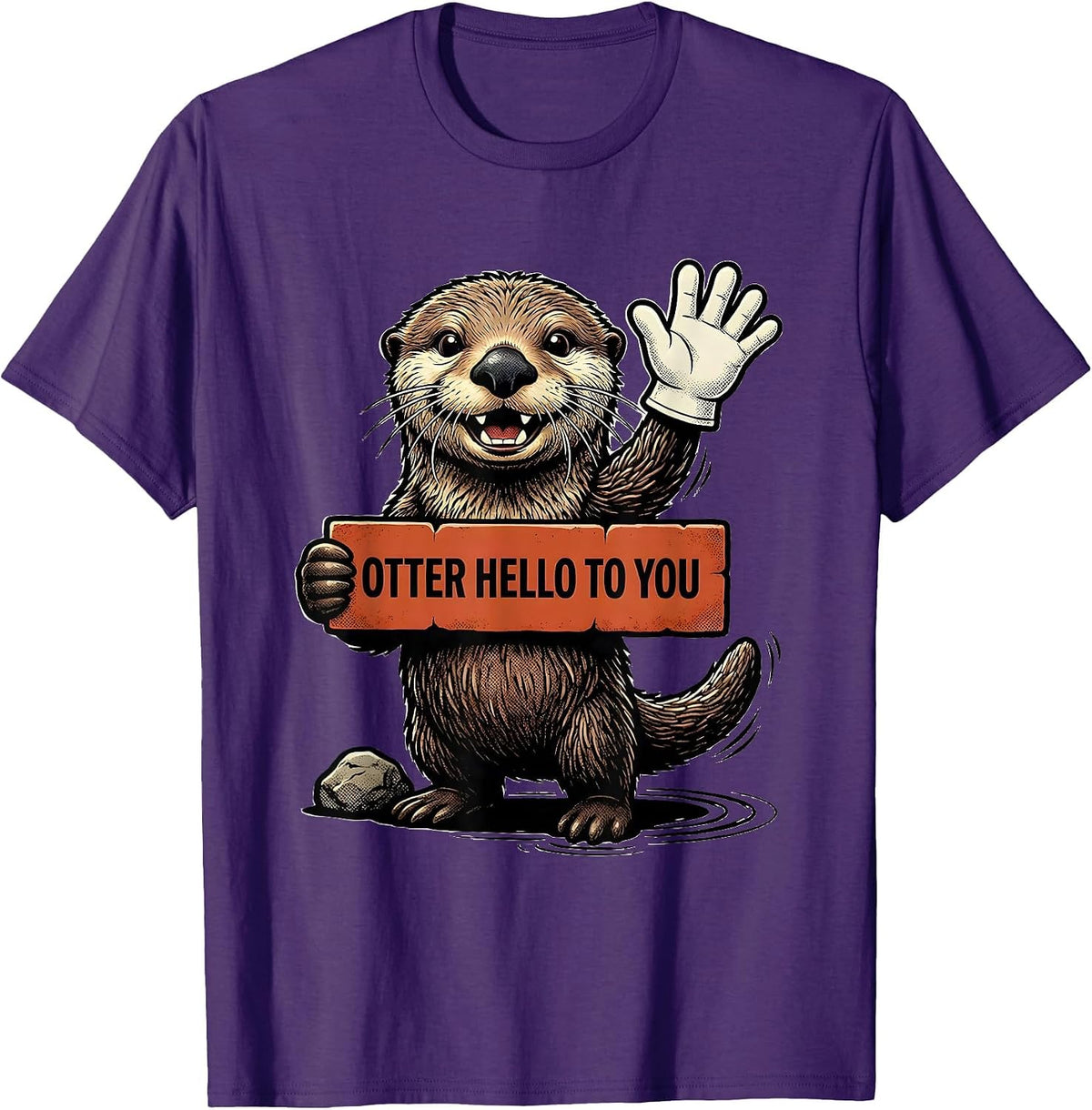 Men's Otter Hello To You Funny Sea Otter Lover Gift T-Shirt - Purple