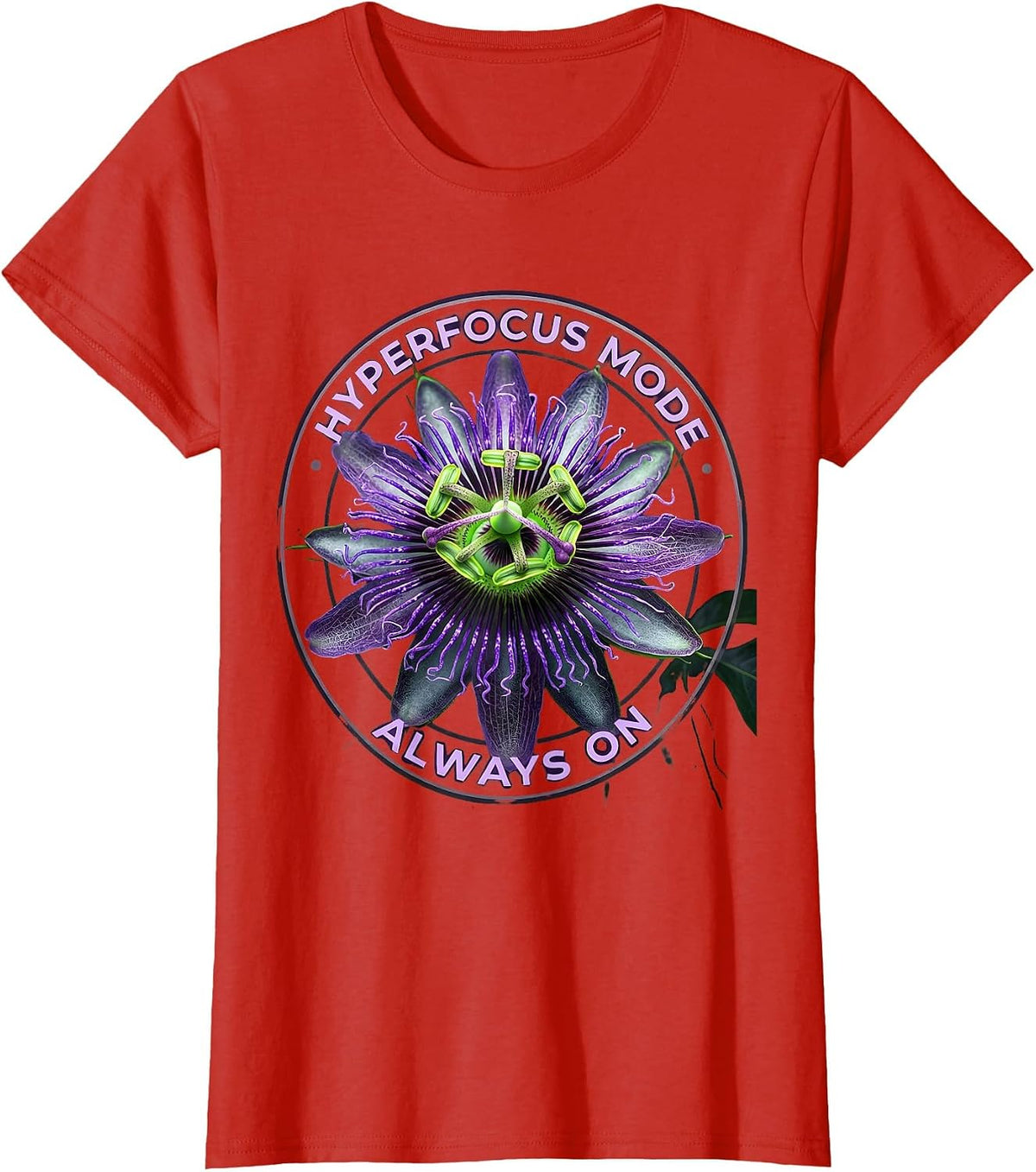 Hyperfocus Mode Always On Autism Design T-Shirt - Red