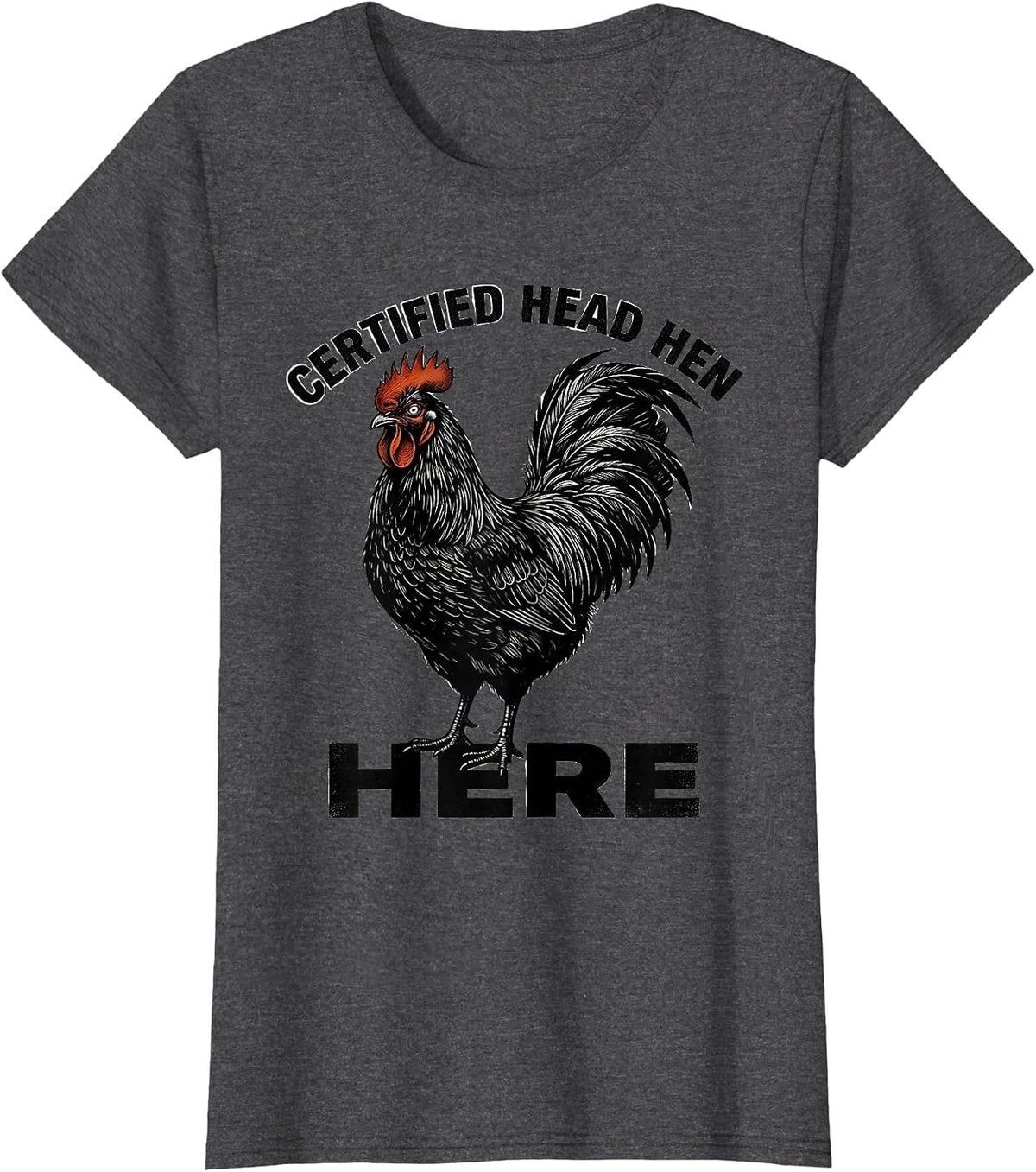 Women's Certified Head Hen Chicken Lover Design T-Shirt - Dark Heather Grey