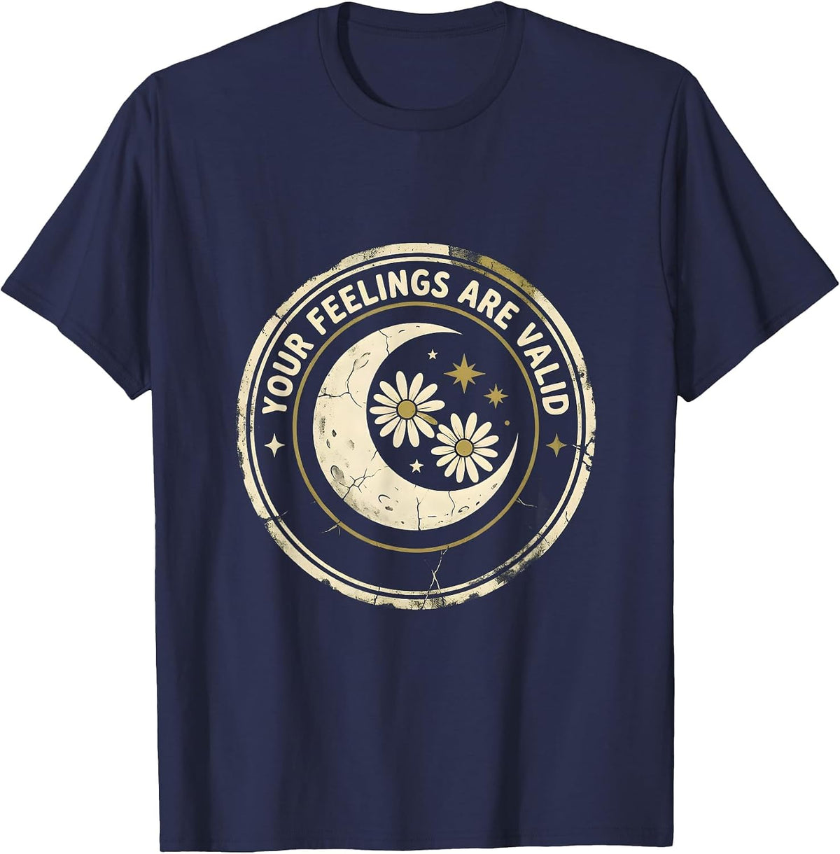 Men's Your Feelings Are Valid School Counselor Design T-Shirt - Navy Blue