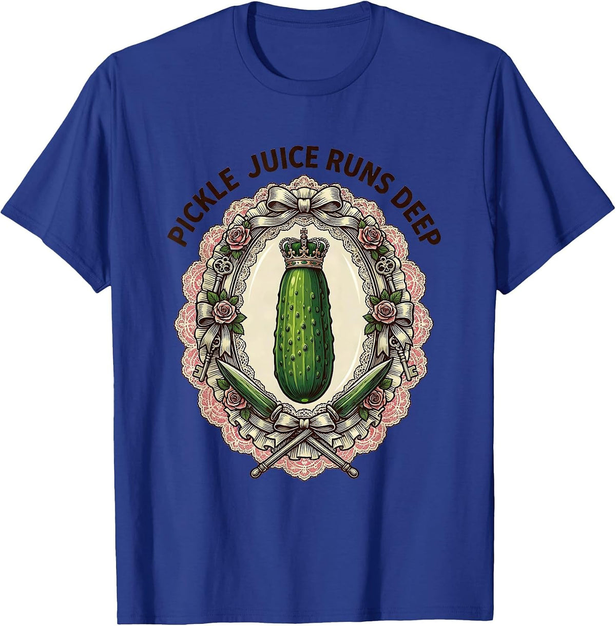Men's Pickle Juice Runs Deep Funny Pickle Design T-Shirt - Royal Blue