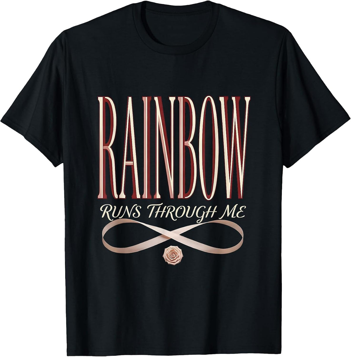 Men's Rainbow Runs Through Me Pride Graphic Design T-Shirt - Black