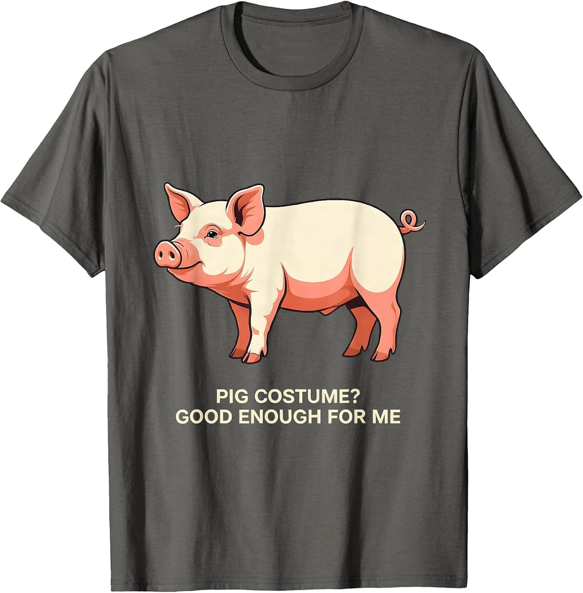Pig Costume? Good Enough For Me Funny Pig Lover Halloween T-Shirt - Asphalt Grey