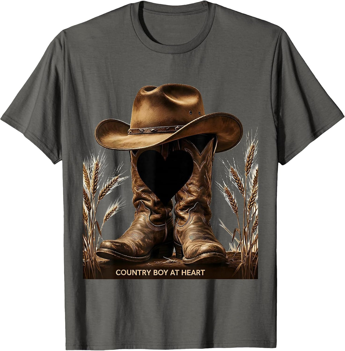 Men's Country Boy At Heart Proud Rural Living Design T-Shirt - Asphalt Grey