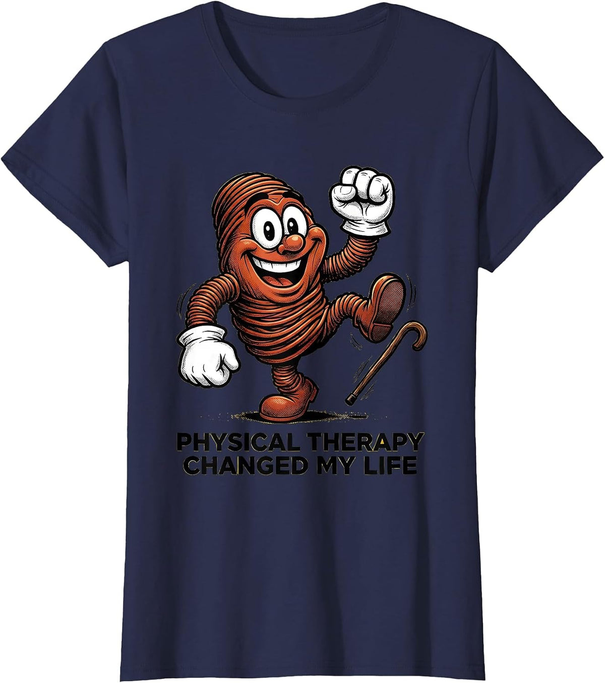 Women's Physical Therapy Changed My Life Inspirational Design T-Shirt - Navy Blue