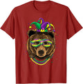 Bear Animal Lover Cute Mardi Gras Carnival Jester T-Shirt, Men, Cranberry Red, XX-Large - As Pictured