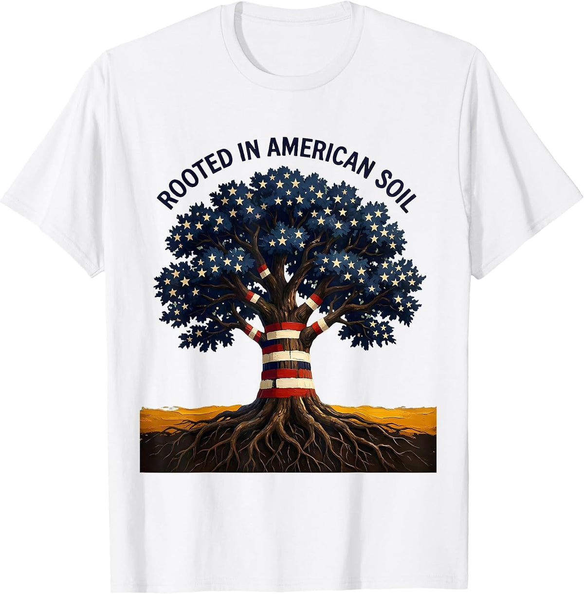 Men's Rooted in American Soil Patriotic USA Design T-Shirt - White