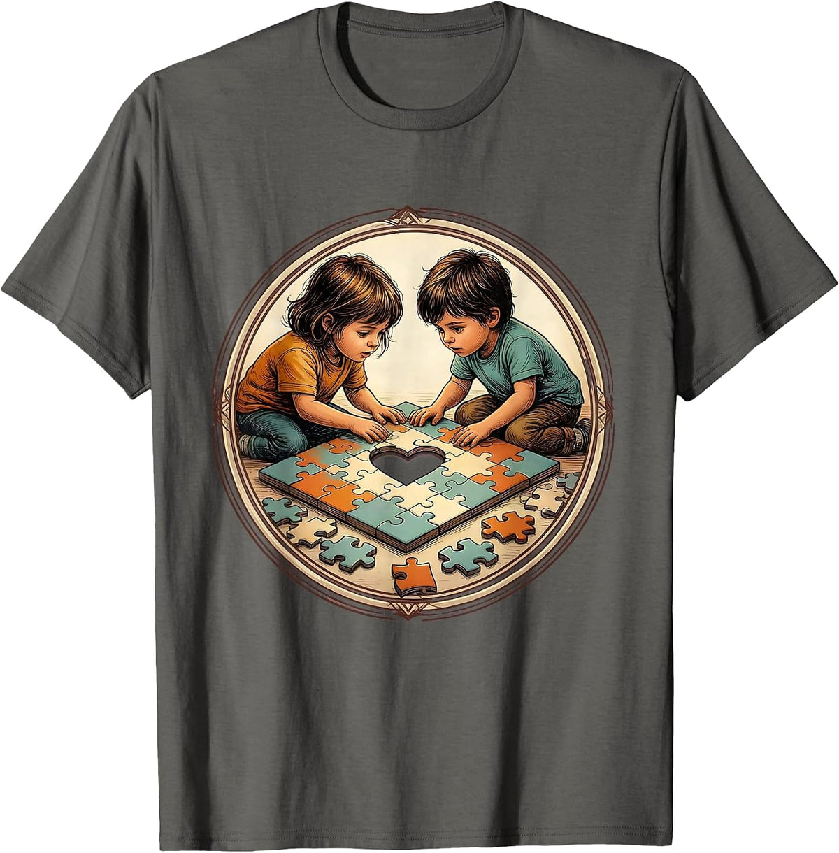 SPED Teacher Puzzle Collaboration Graphic T-Shirt - Asphalt Grey