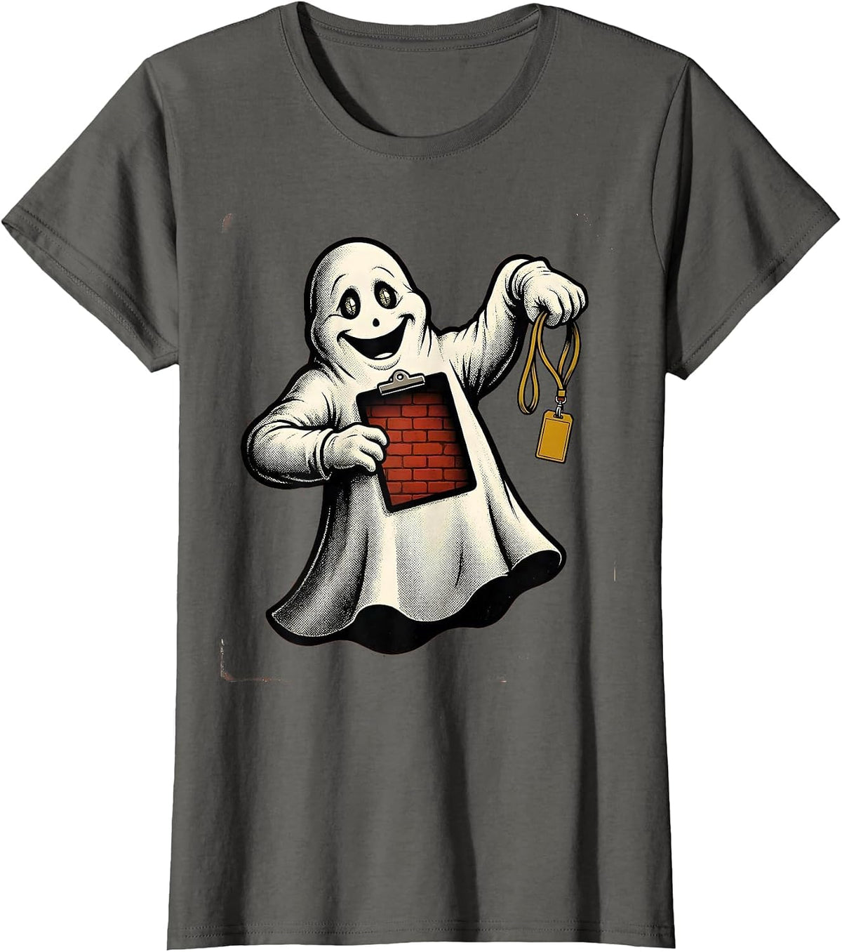 Women's Retro Cartoon Ghost Para Normal Activities SPED Teacher T-Shirt - Asphalt Grey