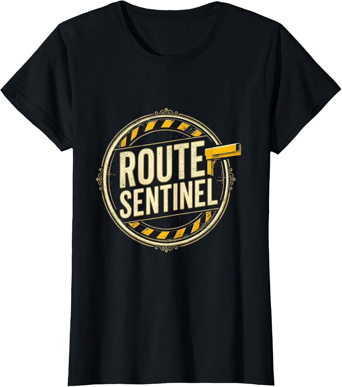 Route Sentinel Vintage School Bus Driver Design T-Shirt - Black