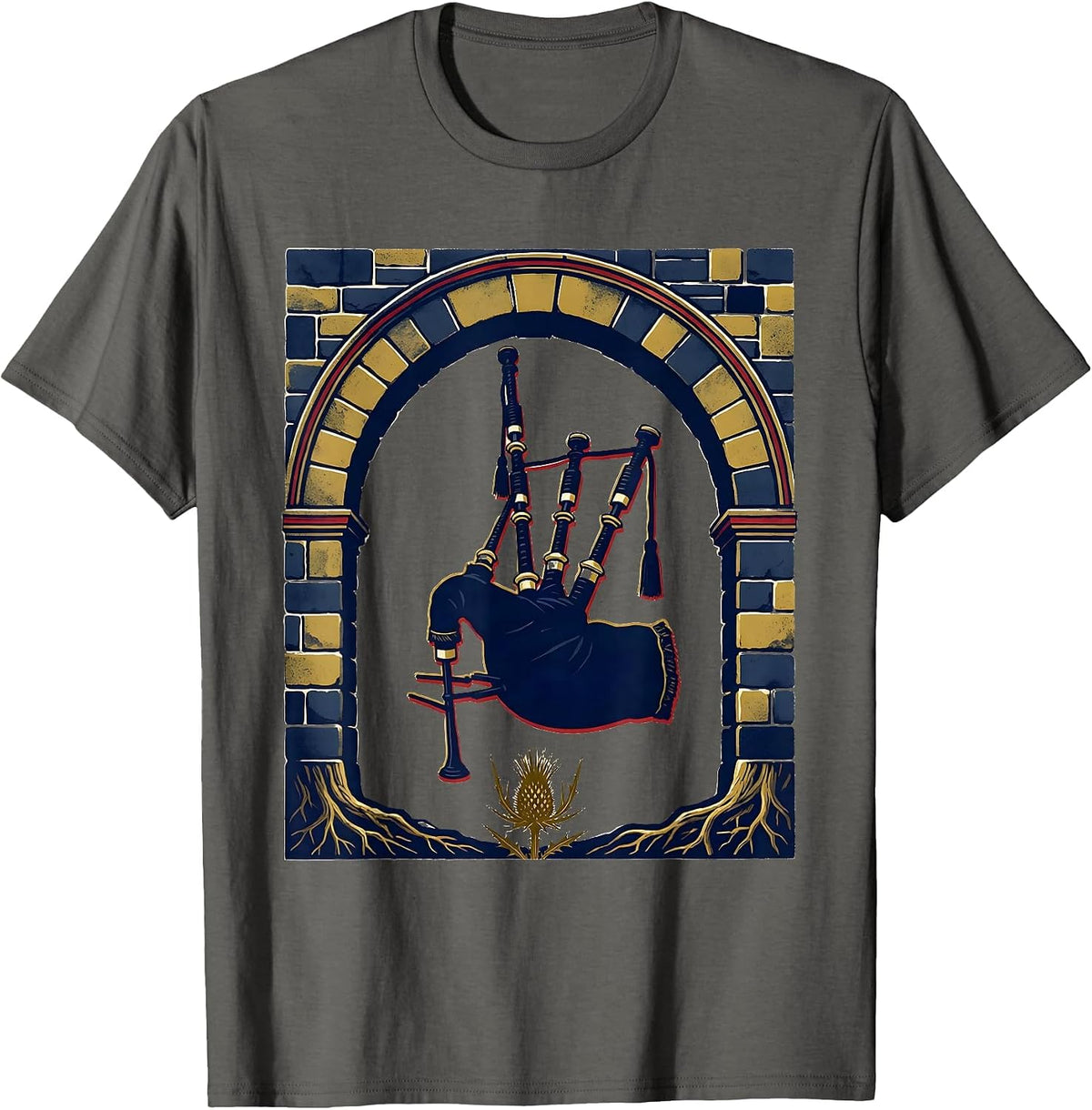 Scottish Bagpipe Heritage Pride Clan Gathering T-Shirt - Asphalt Grey