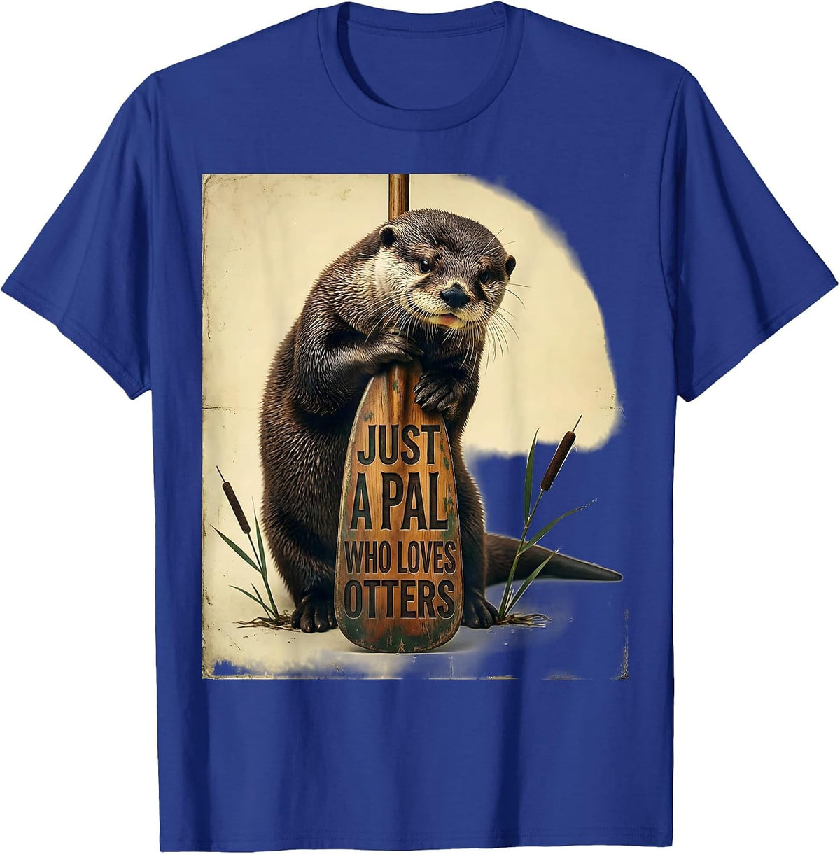 Men's Just A Pal Who Loves Otters Vintage Otter Lover Humor T-Shirt - Royal Blue