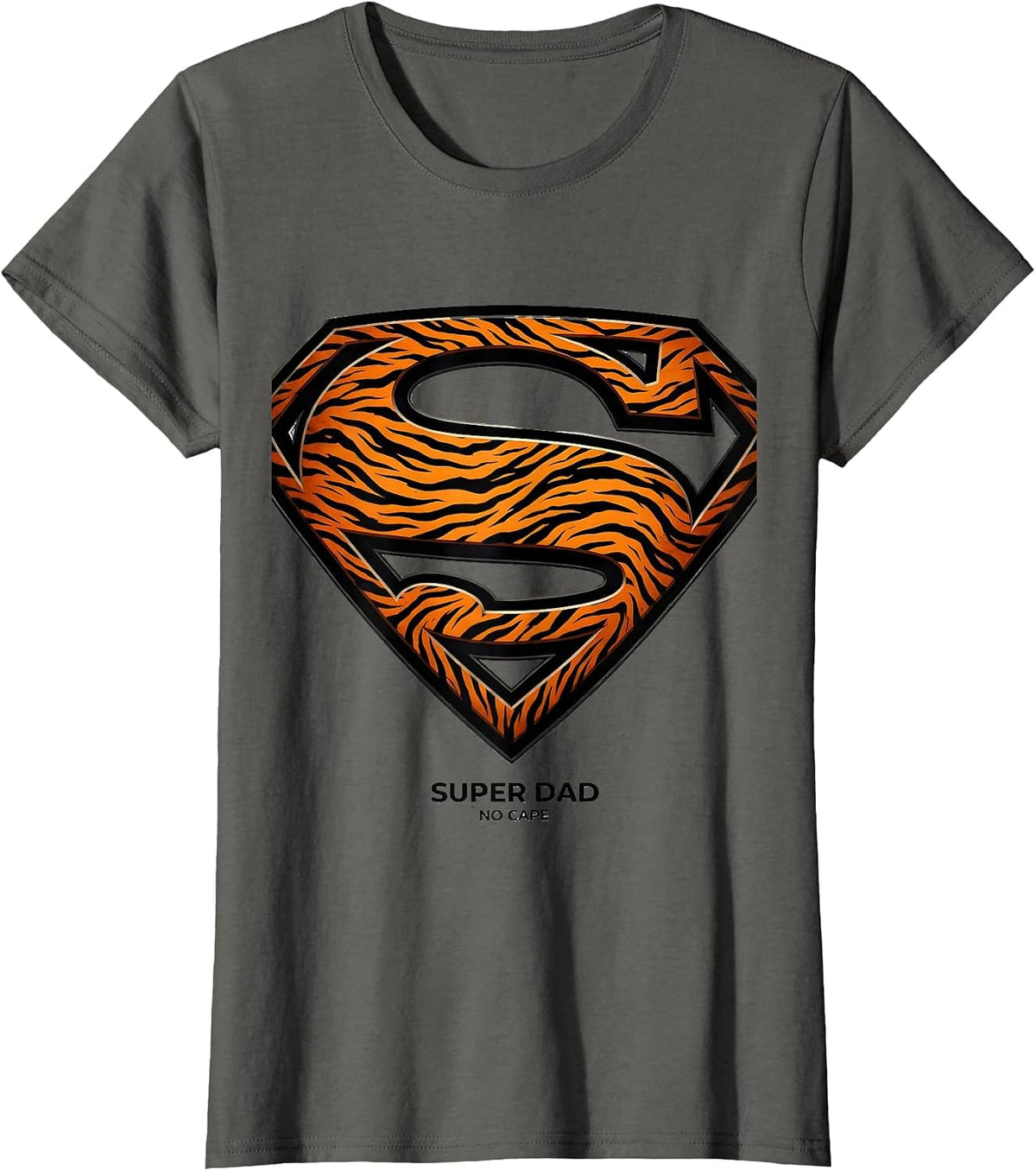 Women's Super Dad No Cape Father's Day Graphic Design T-Shirt - Asphalt Grey
