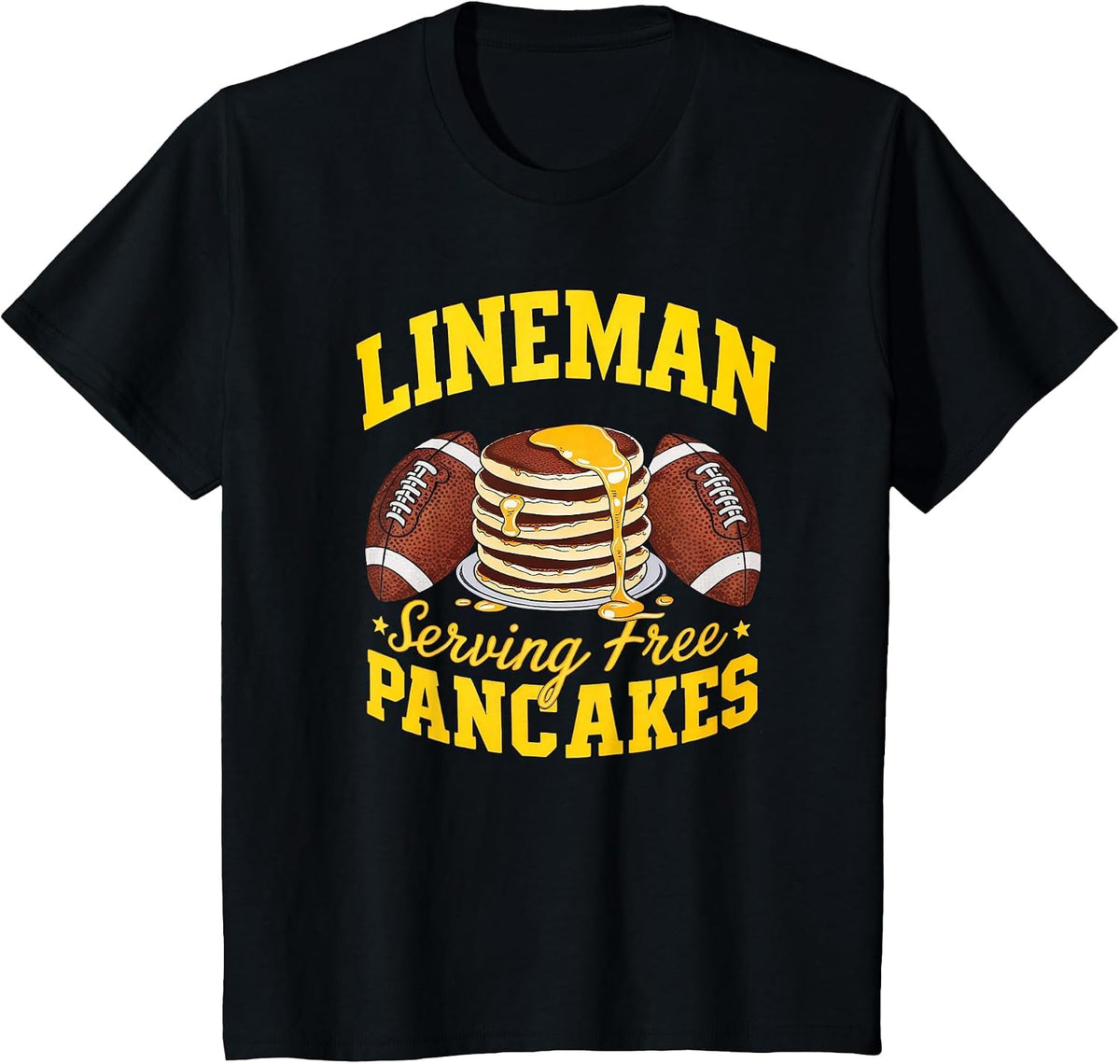 Lineman Serving Pancakes Daily Football Lineman Graphic T-Shirt - Black