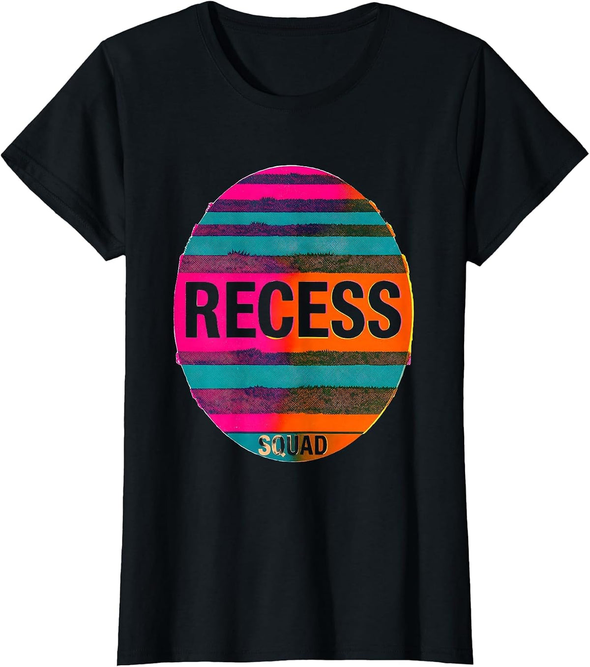 Recess Squad Risograph Back To School Staff Appreciation T-Shirt - Black
