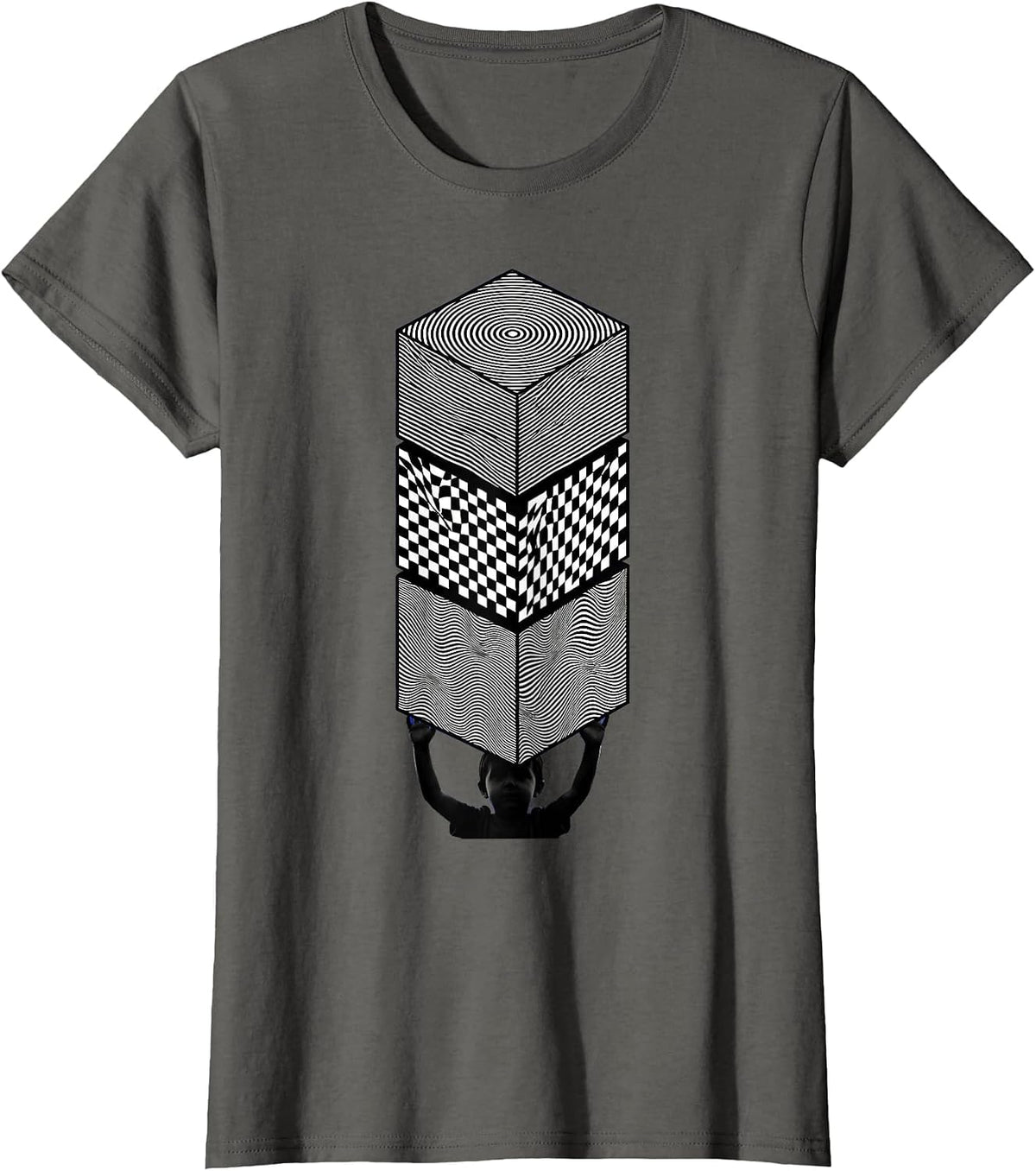 Women's Autism Awareness Colorful Block Tower Builder T-Shirt - Asphalt Grey