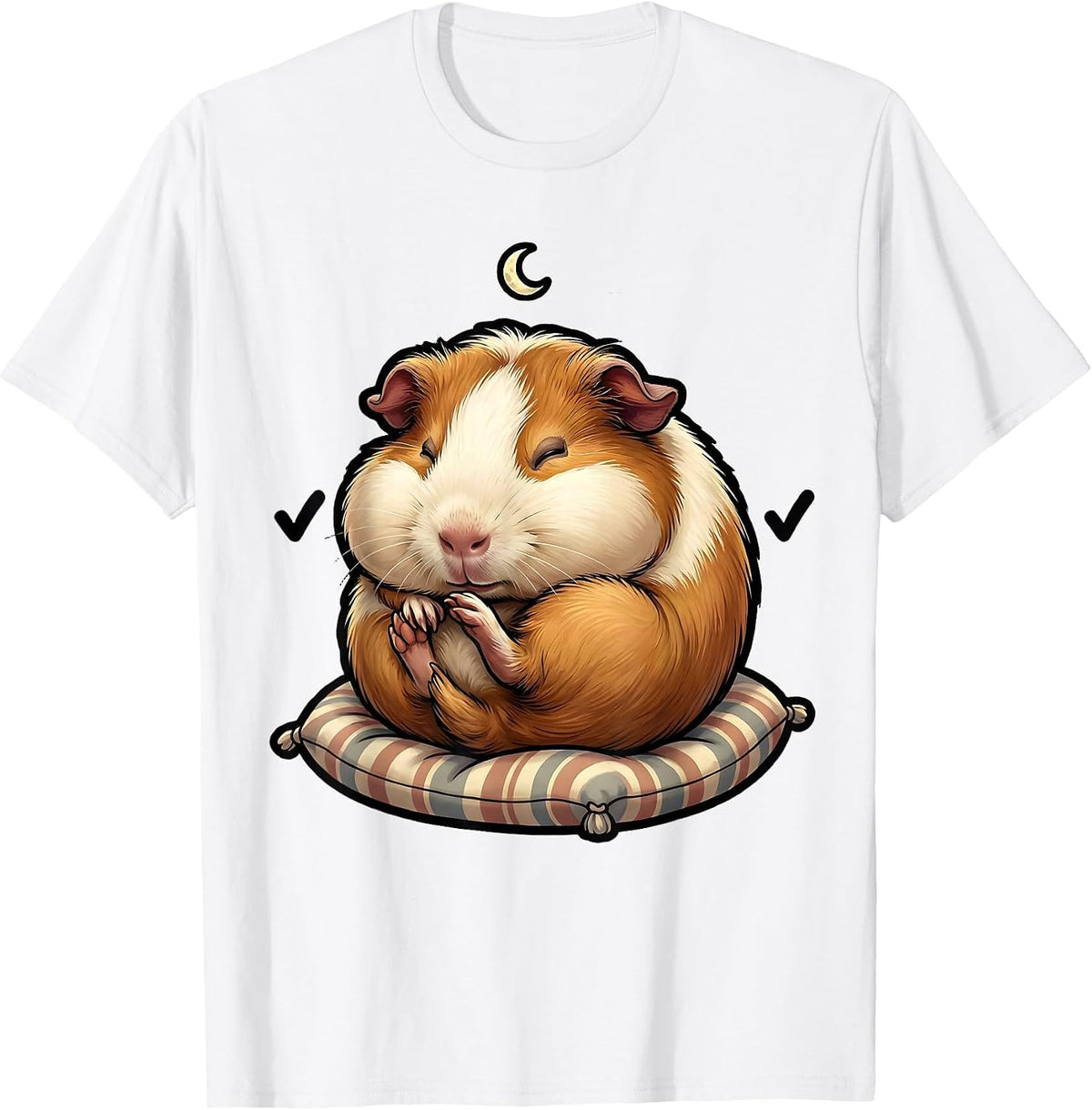 Men's Sleeping Guinea Pig Cute Animal Lover Novelty Sleepshirt T-Shirt - White