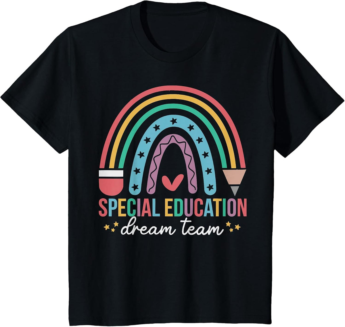 Special Education Dream Team Rainbow SPED Teacher Autism T-Shirt - Black