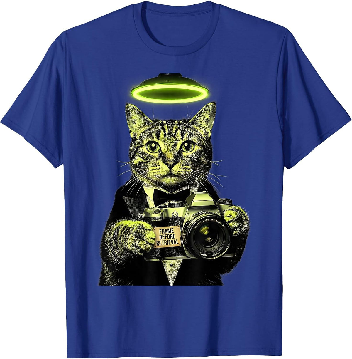Frame Before Retrieval Funny Cat UFO Abduction Selfie T-Shirt - Royal Blue