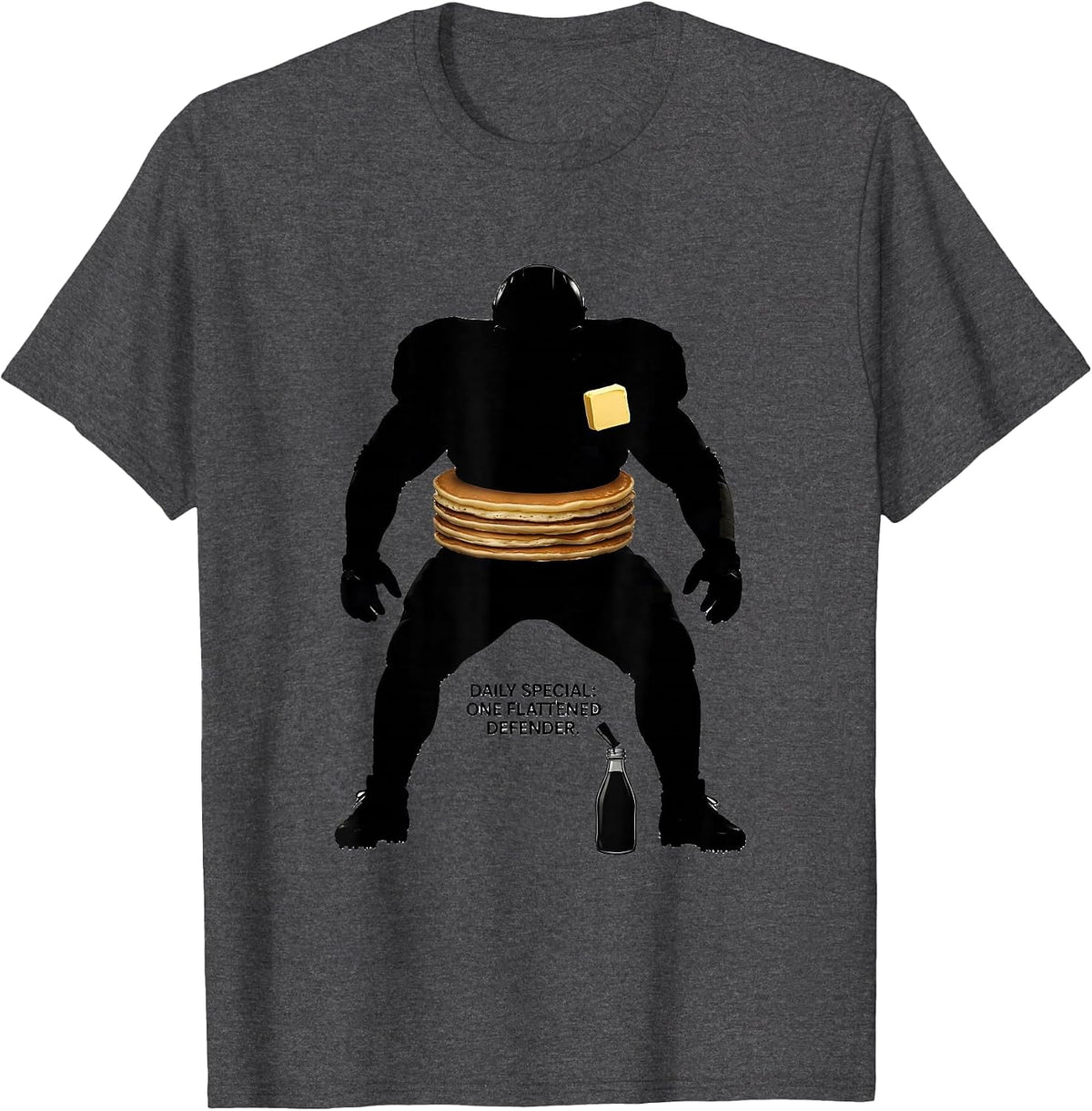 Daily Special One Flattened Defender Funny Football Lineman T-Shirt - Dark Heather Grey