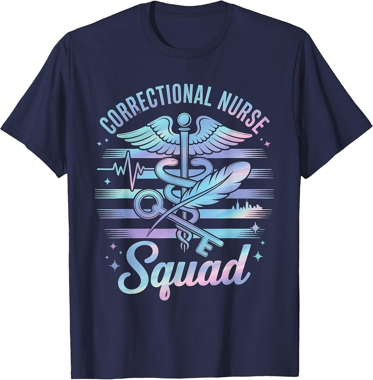 Correctional Nurse American Flag Corrections Nursing Squad T-Shirt - Navy Blue