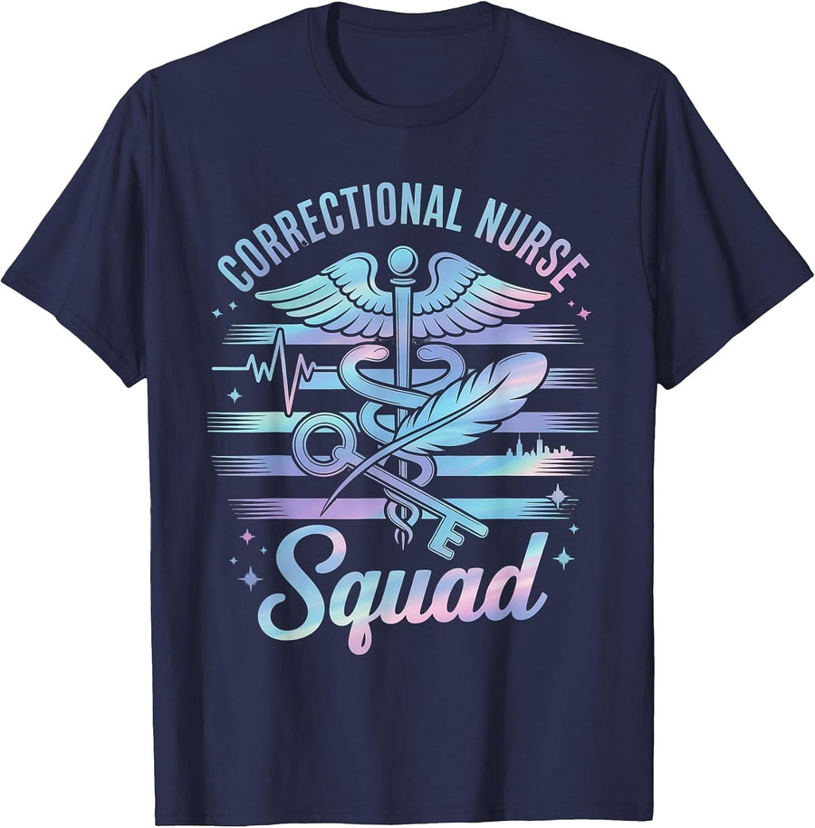 Correctional Nurse American Flag Corrections Nursing Squad T-Shirt - Navy Blue