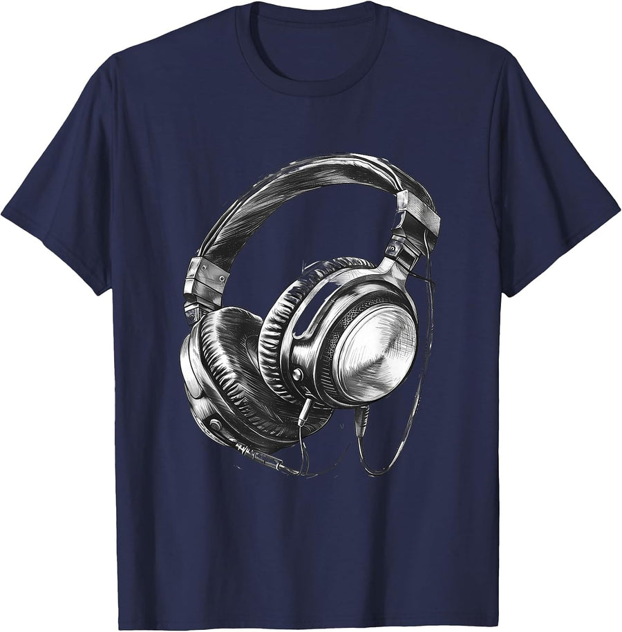 Headphones Music DJ Music Headphones House Headphone Lover T-Shirt - Navy Blue