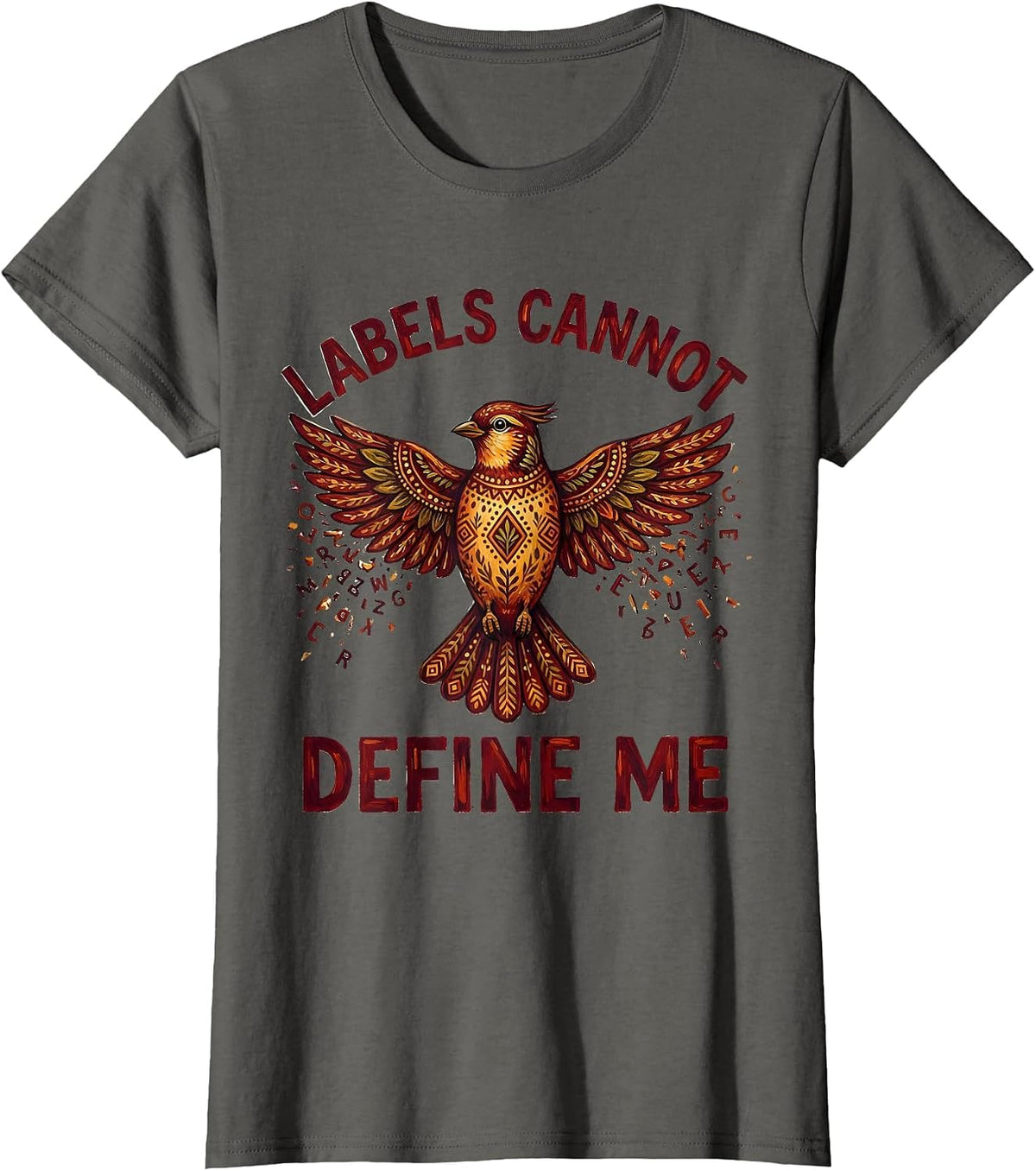 Women's Labels Cannot Define Me Dyslexia Awareness Design T-Shirt - Asphalt Grey