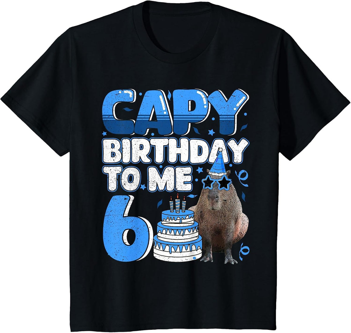 6 Years Capy Birthday to me Capybara 6th Birthday T-Shirt - Black
