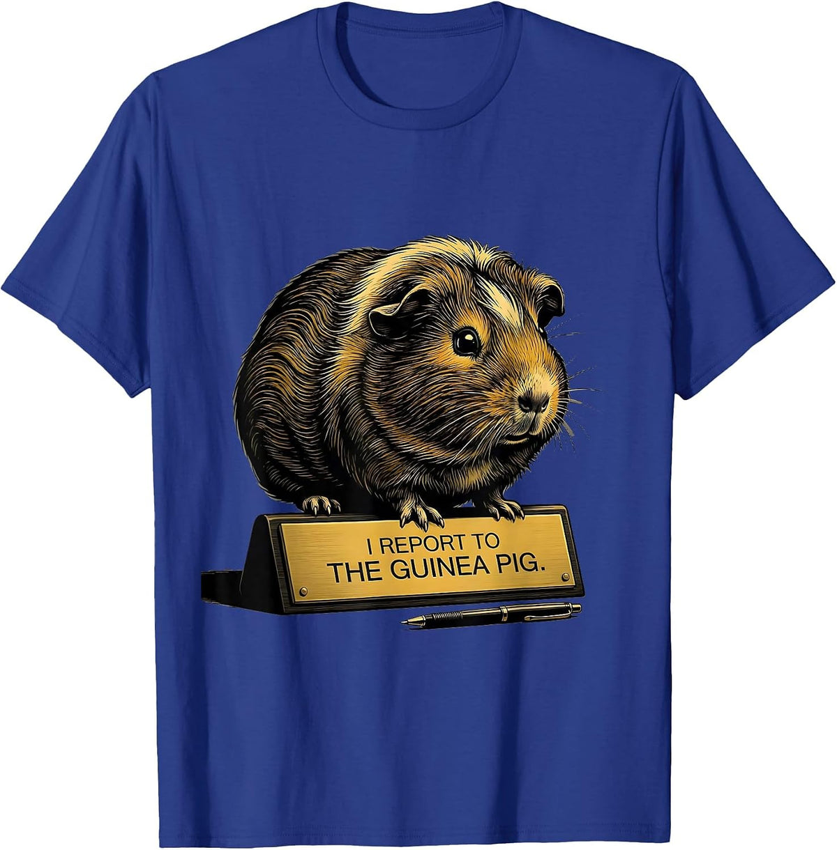 I Report To The Guinea Pig Funny Pet Lover Everyday Humor T-Shirt - Royal Blue