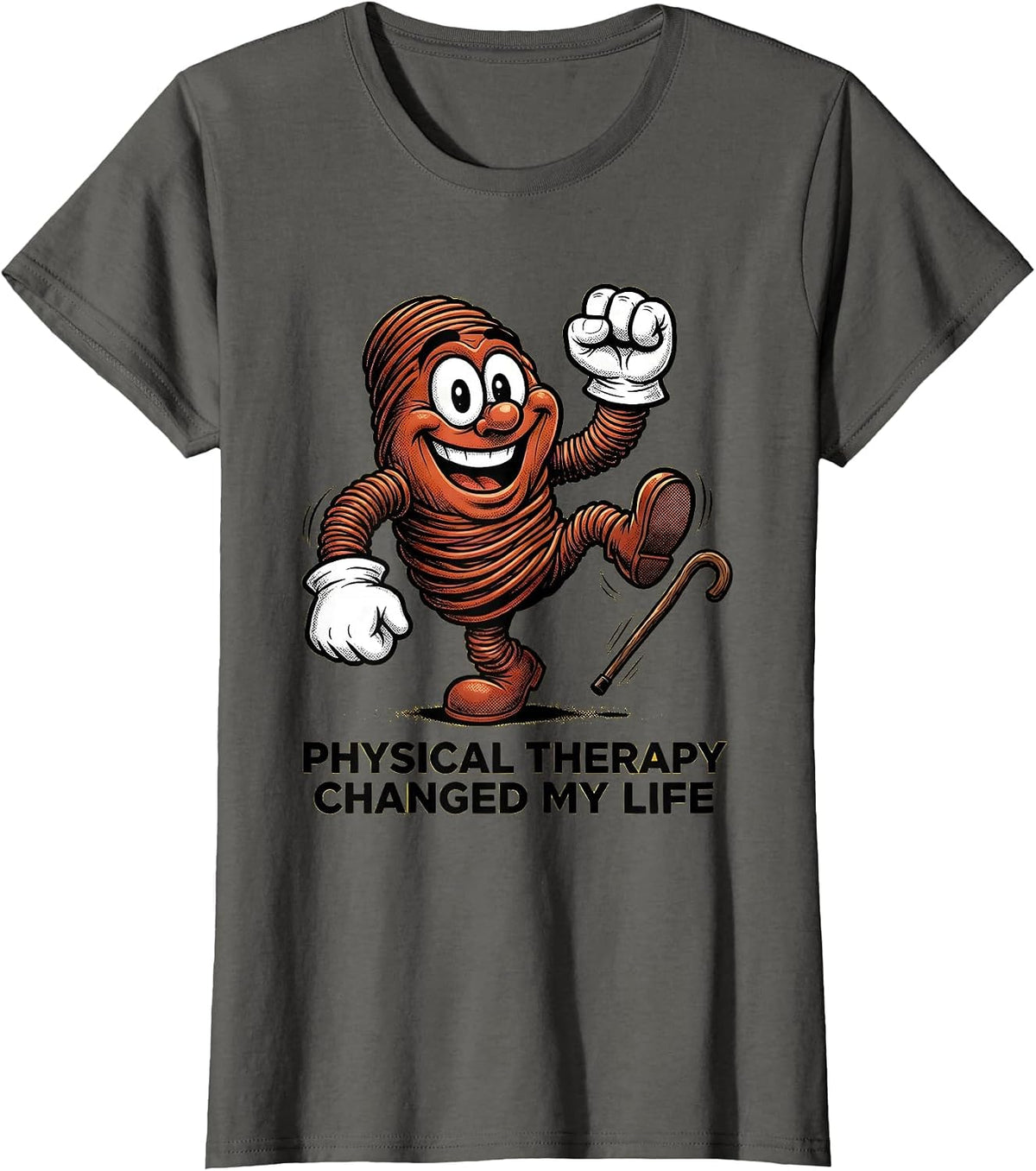 Women's Physical Therapy Changed My Life Inspirational Design T-Shirt - Asphalt Grey