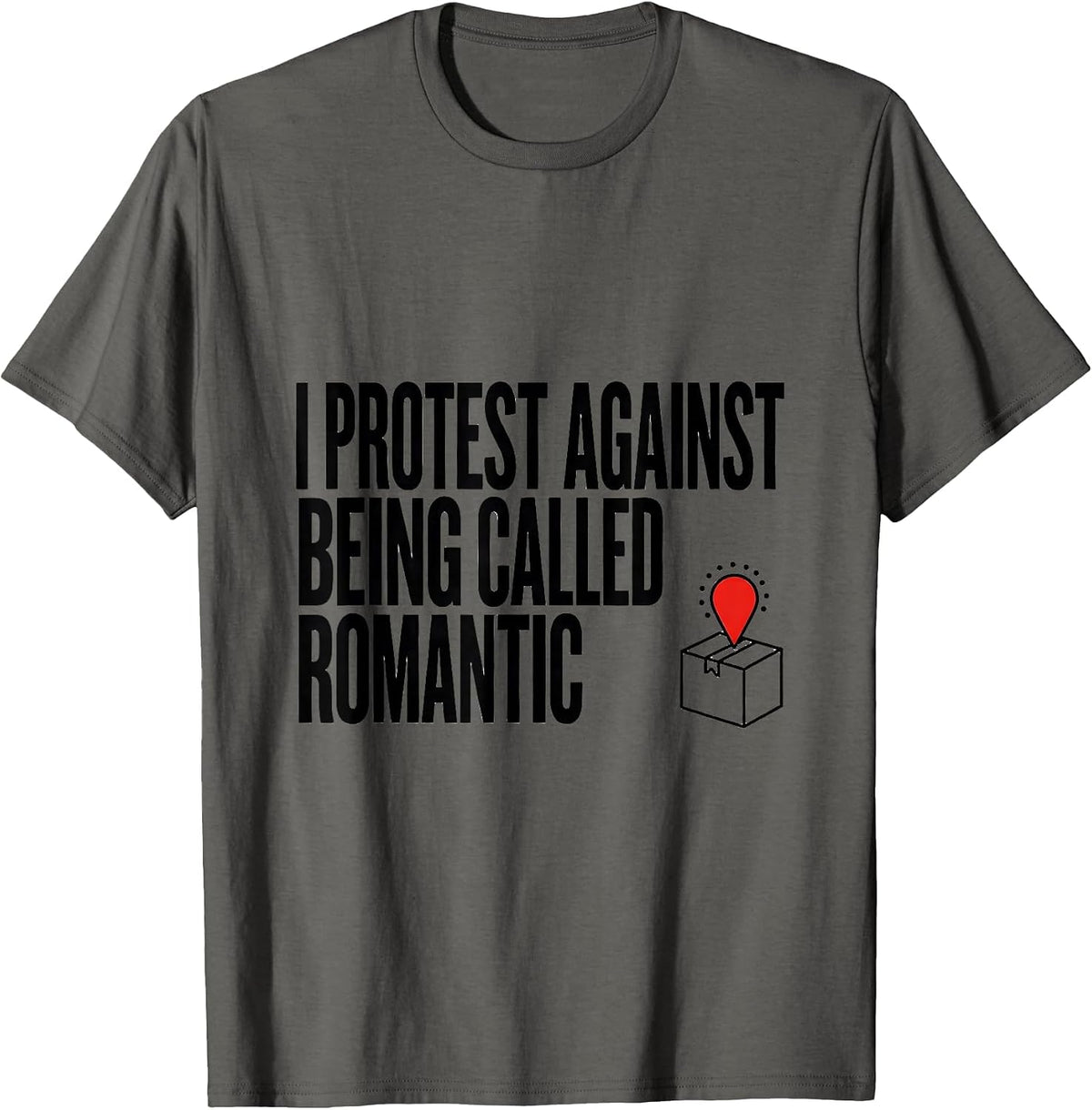 I Protest Against Being Called Romantic Bookish Humor T-Shirt - Asphalt Grey