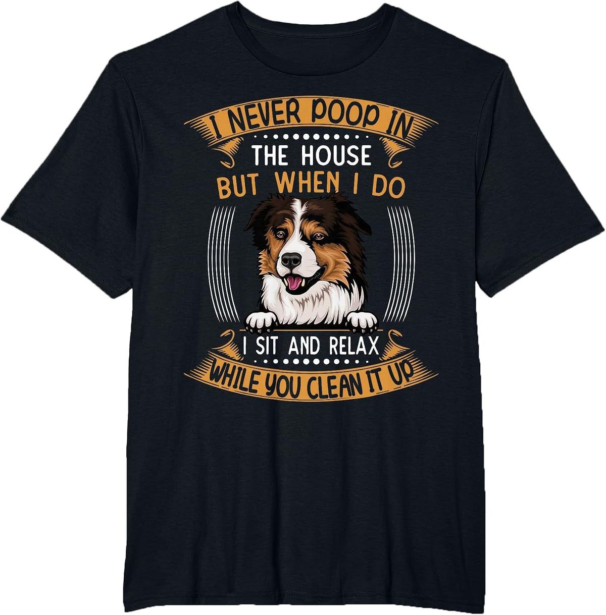 Mini Aussie Dad Stuffed Animal Miniature American Shepherd T-Shirt - Black