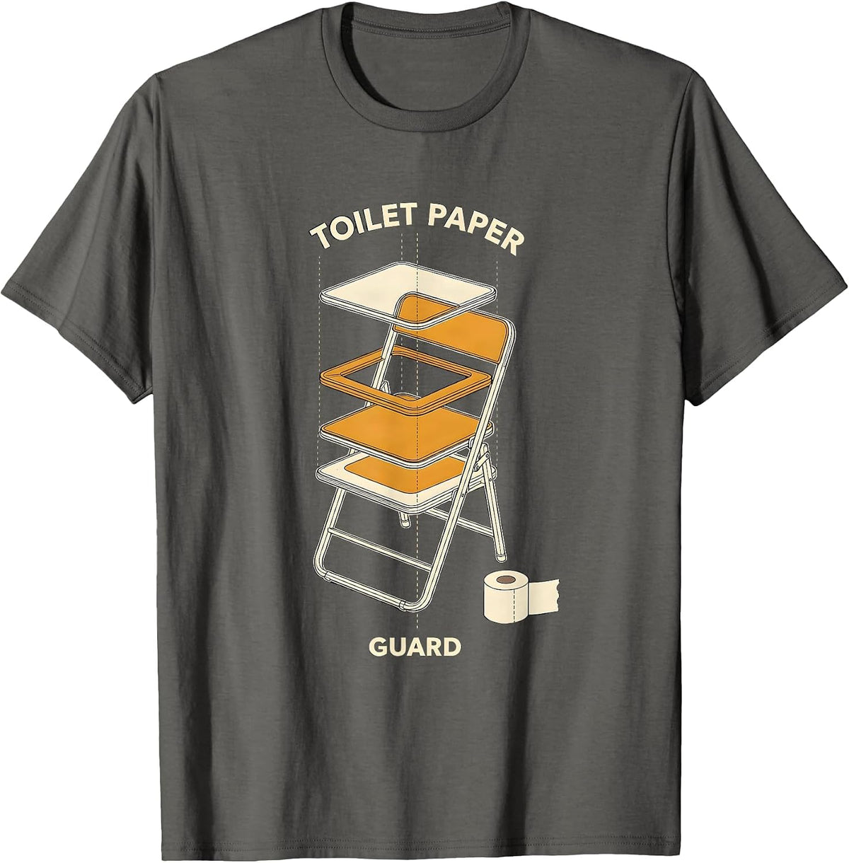 Men's TOILET PAPER GUARD Funny Security Guard Costume Halloween T-Shirt - Asphalt Grey