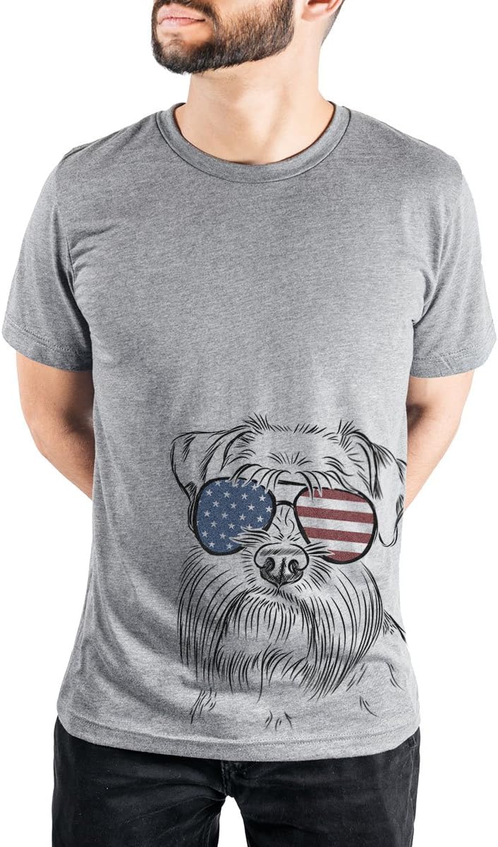 Patriotic Wrigley the Schnauzer Triblend T-Shirt - Unisex Grey Crew Neck