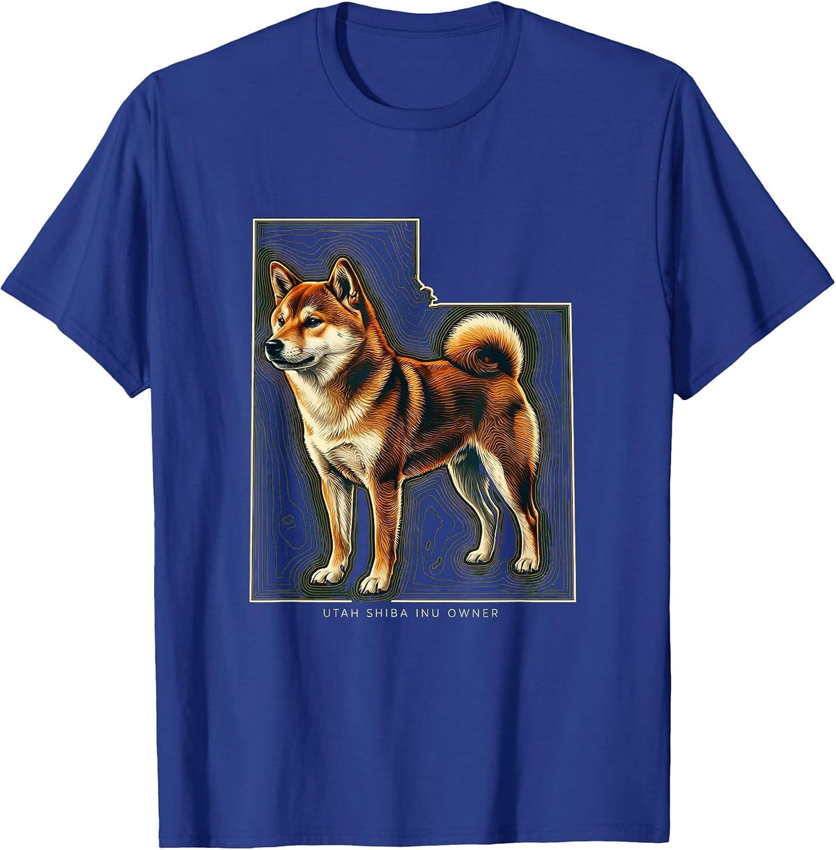 Utah Shiba Inu Owner Topographic Contour Dog Lover Gift T-Shirt - Royal Blue