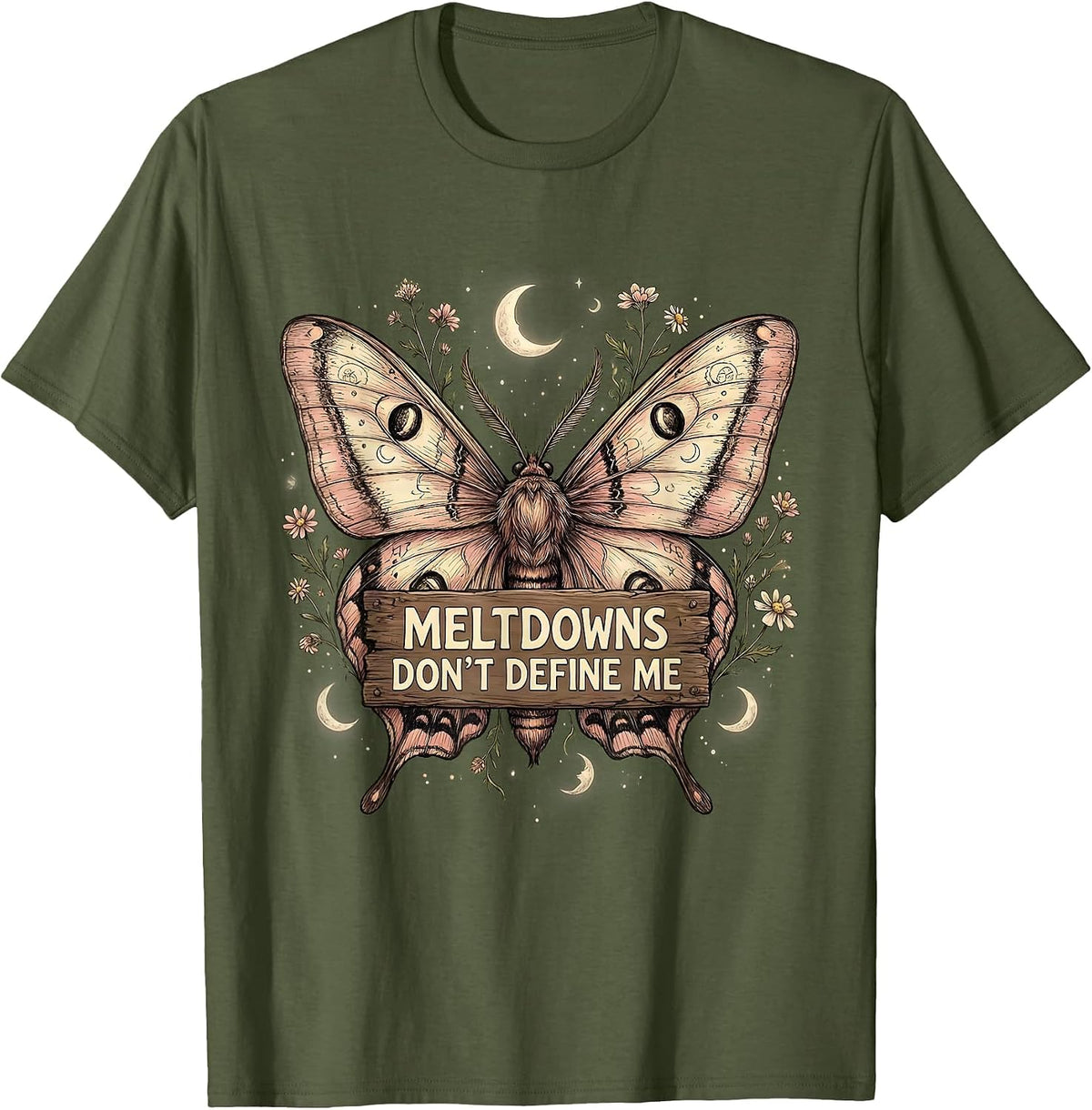 Men's Meltdowns Don't Define Me Autism Awareness Design T-Shirt - Olive Green