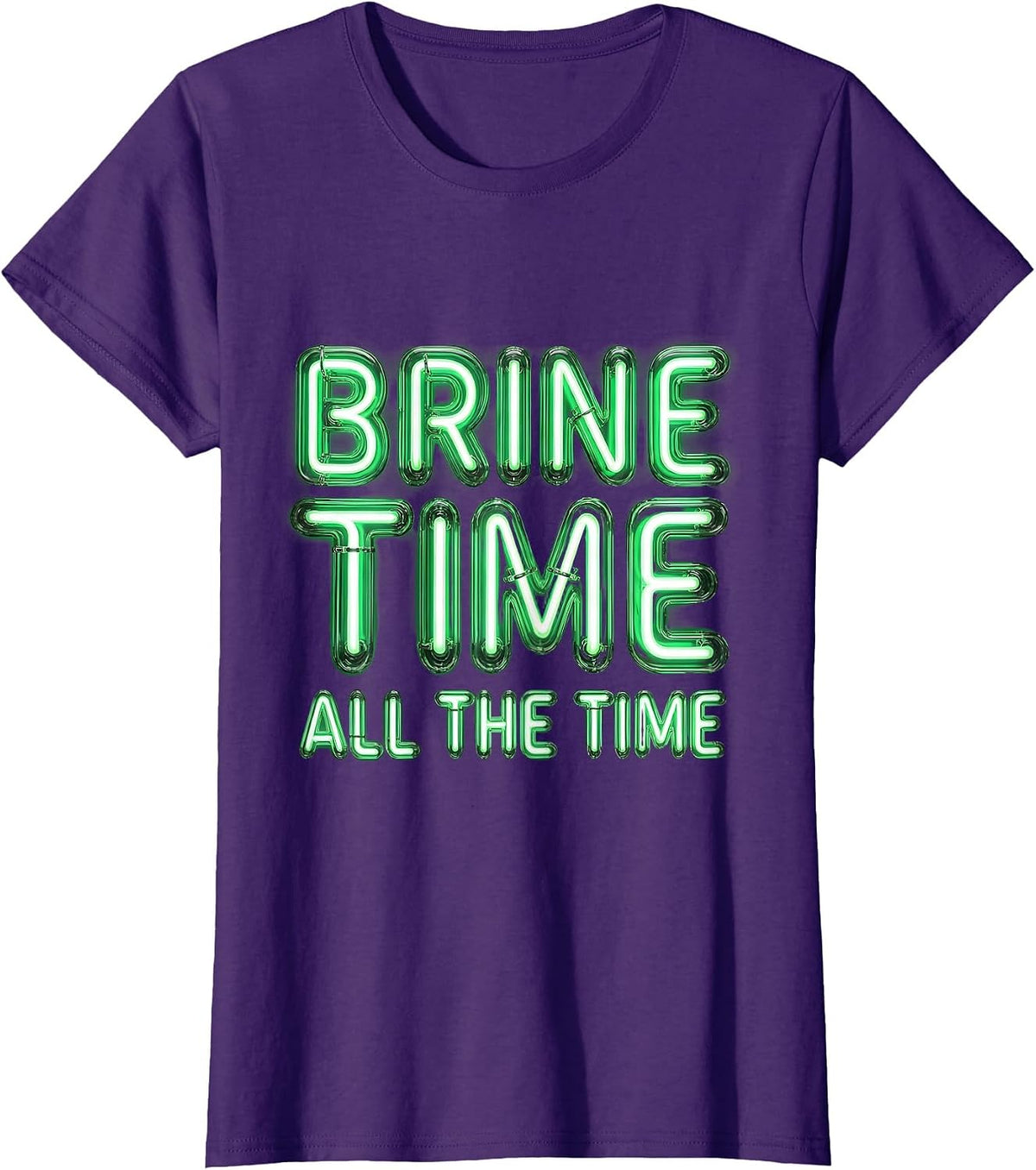 Women's Brine Time All The Time Pickle Lover Design T-Shirt - Purple